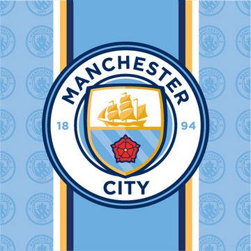 BERONAGE Kapuzenhandtuch Manchester City Kinder Kapuzen Fußball Bade-Poncho Blau 60x120 cm, 100% Baumwolle, Frottee in Velours-Qualität