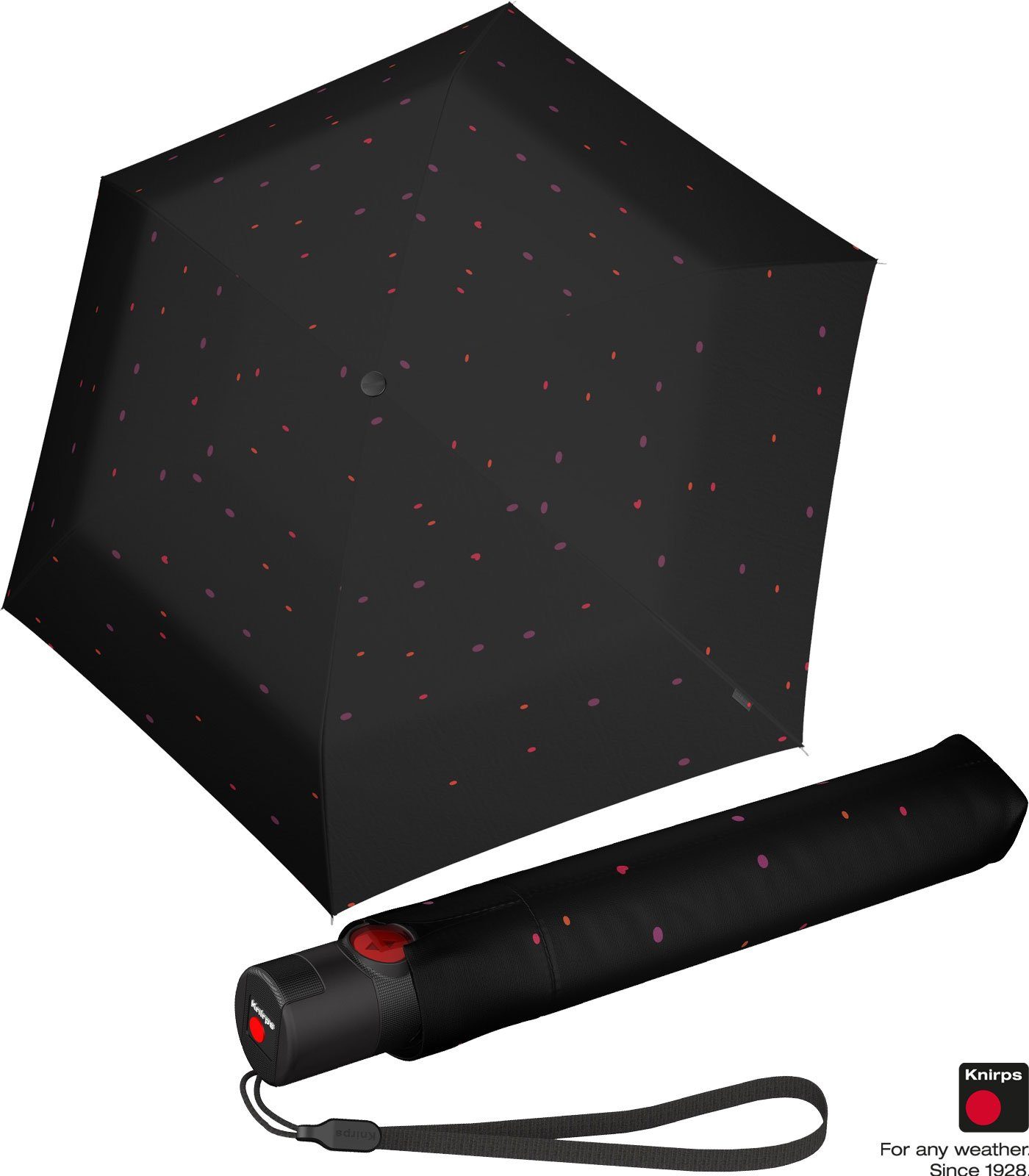 Duomatic Knirps® super Auf-Zu und Ultra 2Spray, Light schmal Taschenregenschirm - U.200 schwarz leicht