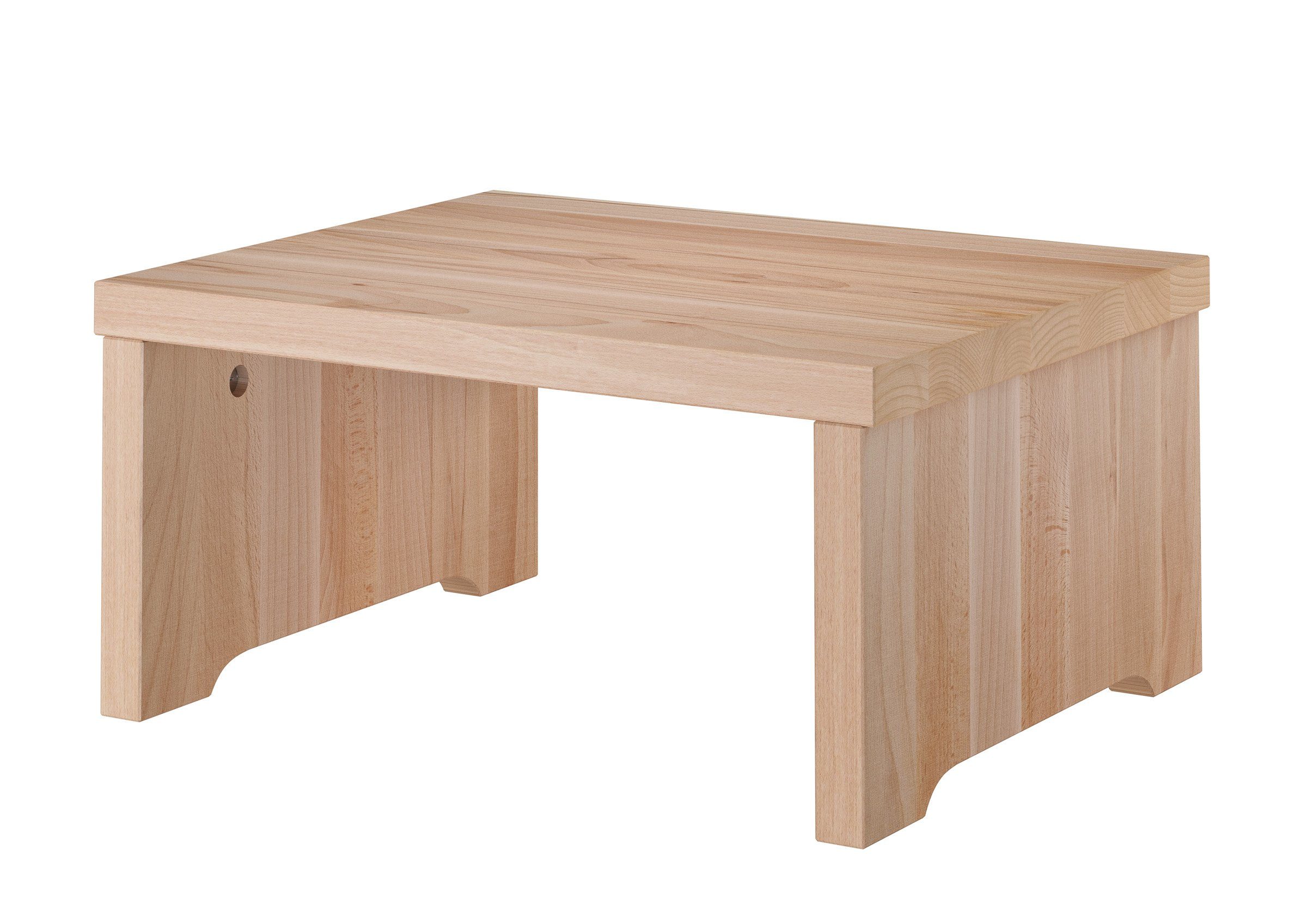ERST-HOLZ Nachtkommode Niedriges Nachtkästchen ohne Schublade Buche Massiv, 90.20-K16 - Nachttisch Buche farblos lackiert- ohne Schublade