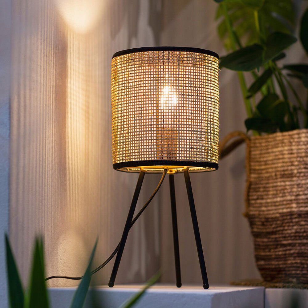 Home-trends24.de Schreibtischlampe Tischlampe Rattan Tischleuchte Lampe Leuchte Dreibeinig Höhe 41 cm