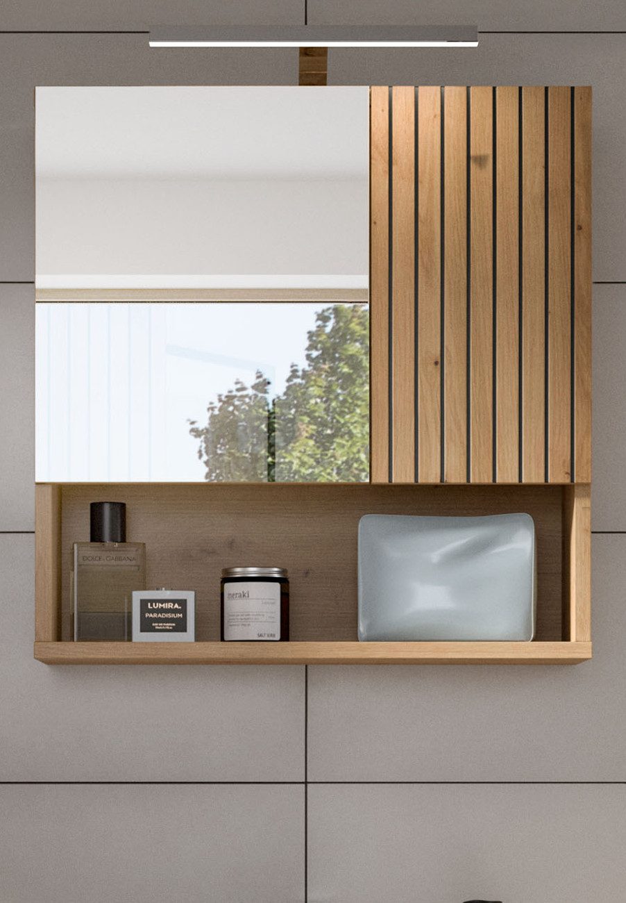 Inn.Furn Spiegelschrank Livia (Badezimmer Schrank in Eiche Artisan mit Rill günstig online kaufen