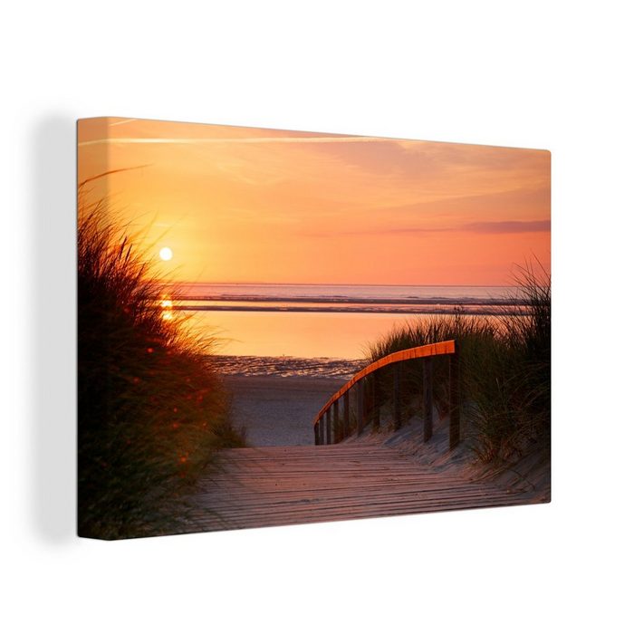 OneMillionCanvasses® Leinwandbild Strand - Sonne - Farben (1 St) Wandbild Leinwandbilder Aufhängefertig Wanddeko