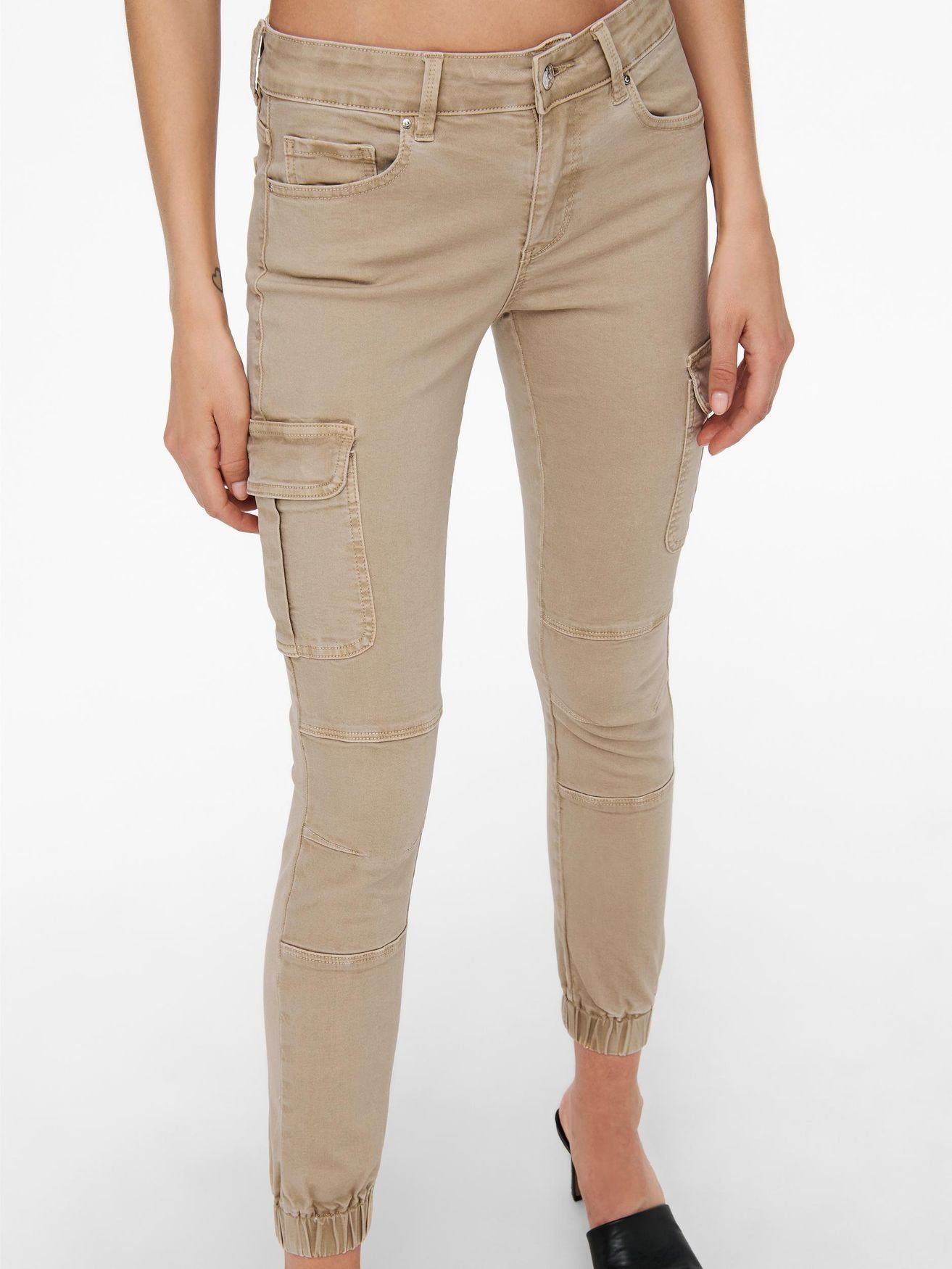 Beige Jeans Denim ONLY ONLMISSOURI Waist Slim-fit-Jeans Pants Hose 4676 Jogger Cargo in Mid