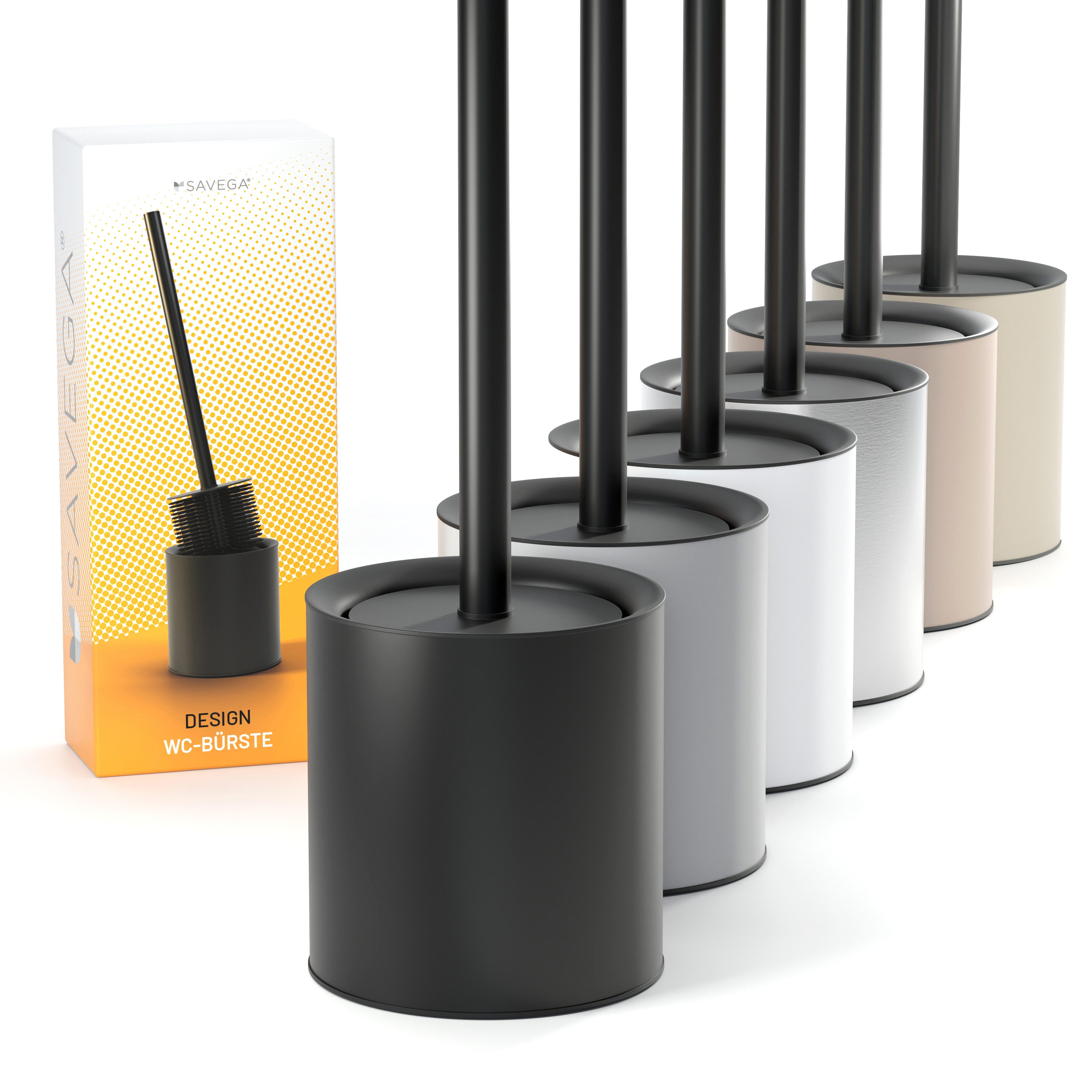 SAVEGA WC-Reinigungsbürste SAVEGA - Klobürste Silikon Edelstahl, Gästewc, Toiletten, Badezimmer, (Packung, 2-tlg), hygienische Silikonborsten, schnelltrocknend,wasserabweisend