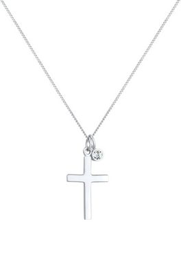 Elli Kette mit Anhänger Kreuz Religion Kristalle 925 Silber, Kreuz