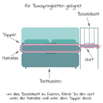 Fillikid Beistellbett Vario 2in1 - Weiß, 2-tlg., Stubenwagen auch für Boxspringbetten verstellbar mit Rollen 90x40 cm