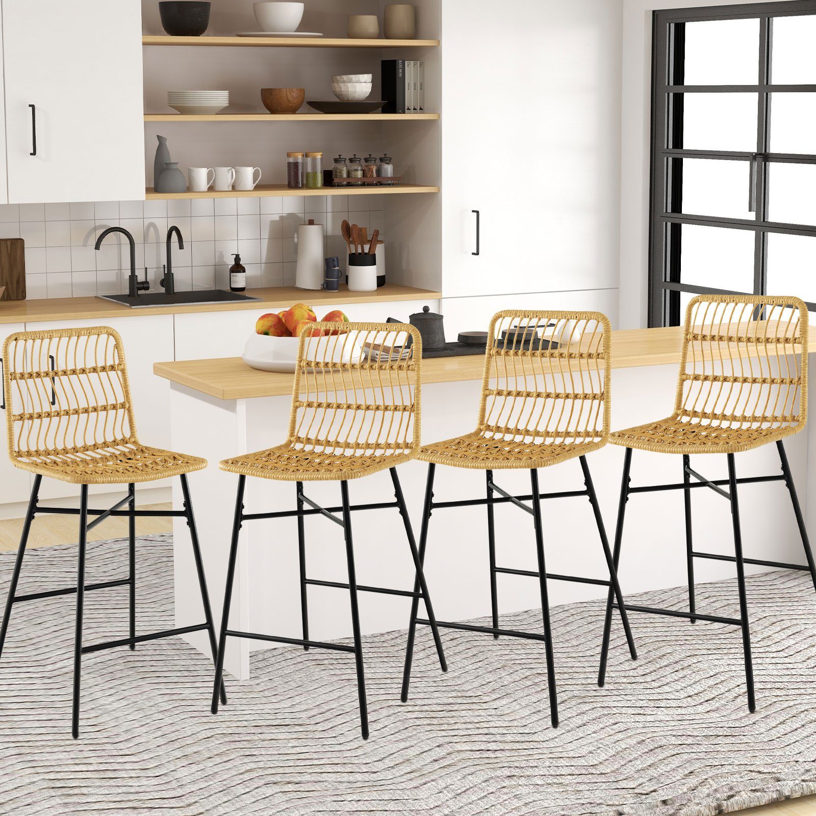 COSTWAY Barhocker (2er Set), mit Lehne günstig online kaufen