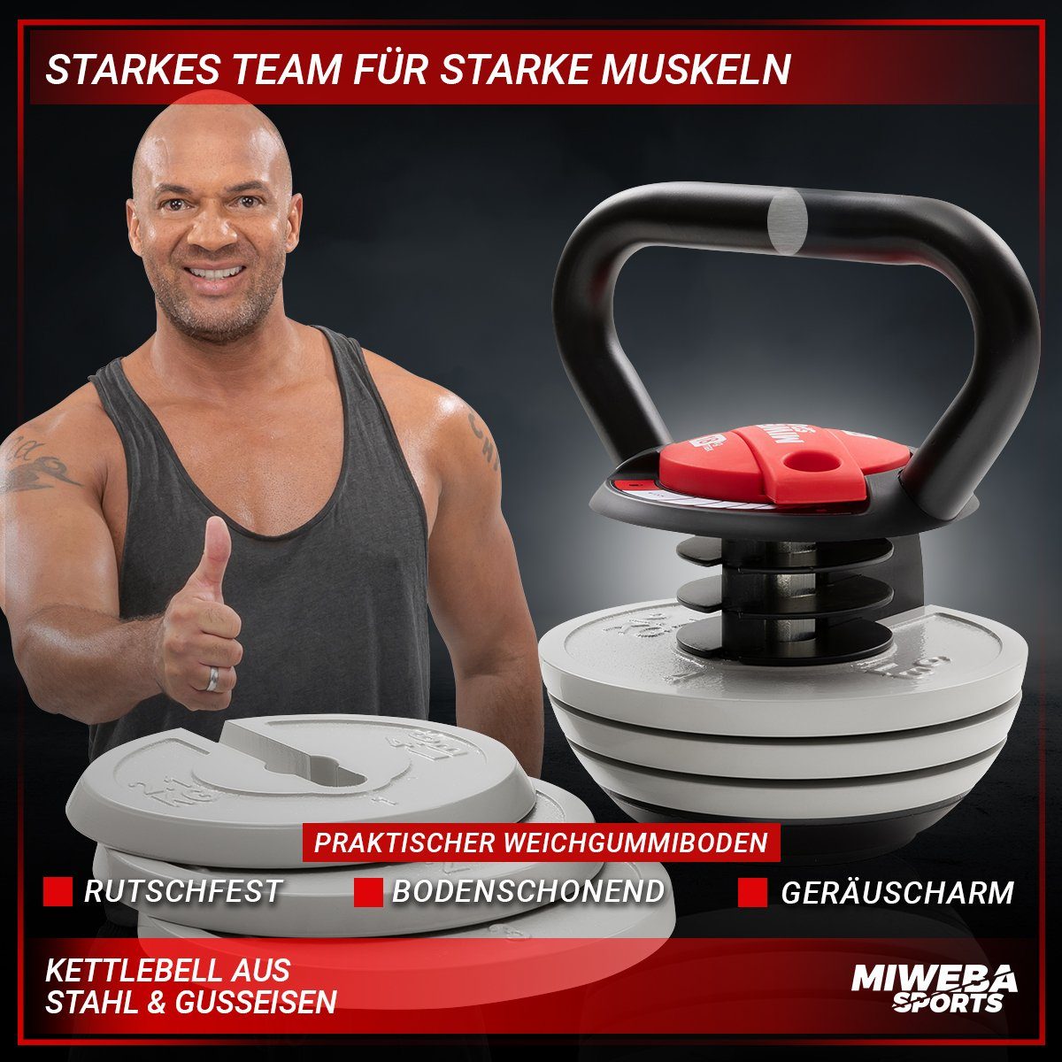 Gewichtscheiben, Fitness kg, - 2x Stahl (2x KB300, 6 Hantel Anti-Rutsch-Griff, Gewichte Outdoor, Indoor Ganzkörpertraining, Kettlebell Zuhause), Easy-Lock-Mechanismus, Sport - Miweba Bell, Workout, Gusseisen, & Handgewicht Sports Kettle 2x Hantel Kugelhantel 2,5 Kugelgewicht, & 2,1 3,4-18 Schwunghantel kg kg kg - verstellbare Kraftraining, 2,7 Profi Kettlebell - für