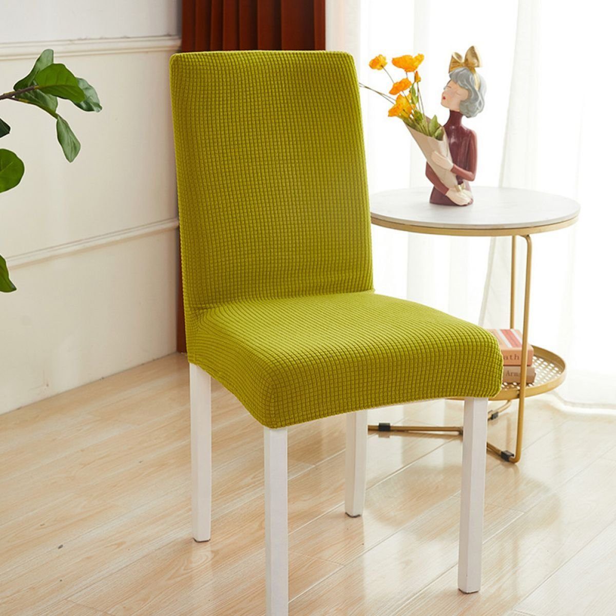 für Abnehmbare Stuhlbezug Grünlich-gelb Stuhlbezug Waschbar Juoungle Esszimmerstühle, Stretch