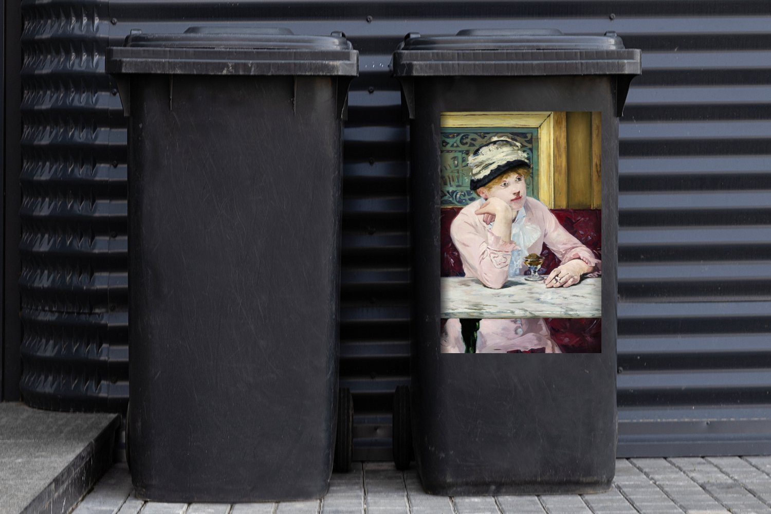 Sticker, Mülleimer-aufkleber, St), Edouard Manet Wandsticker Container, Abfalbehälter Mülltonne, (1 - MuchoWow Pflaumenschnaps