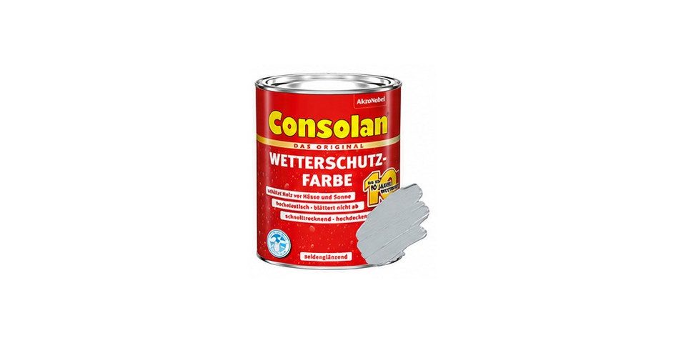 Consolan  Holzschutzlasur Consolan Wetterschutz-Farbe 0,75 L silbergrau