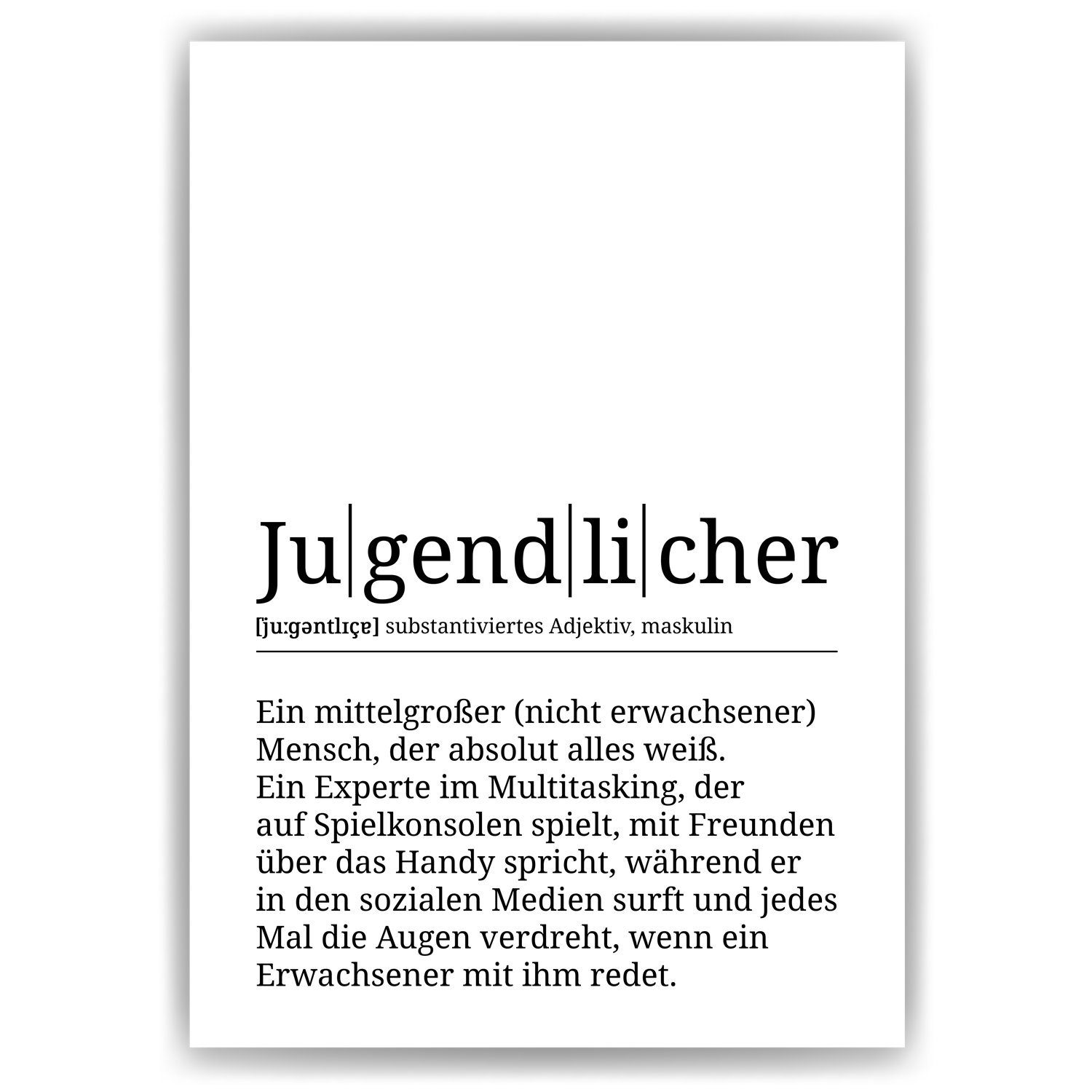 Tigerlino Dekoration Geschenk Jugendweihe Poster Definition Bild Jugendlicher Teenager