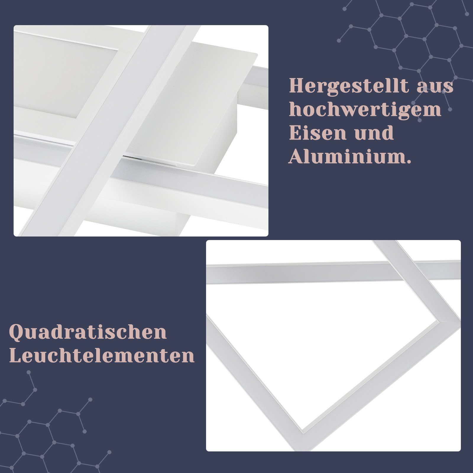 Nettlife LED Deckenleuchte Dimmbar Schwarz/Weiß Deckenlampe Modern Deckenbeleuchtung Wohnzimmer, Dimmbar mit Fernbedienung, LED fest integriert, für Wohnzimmer  – Bild 3 von 5