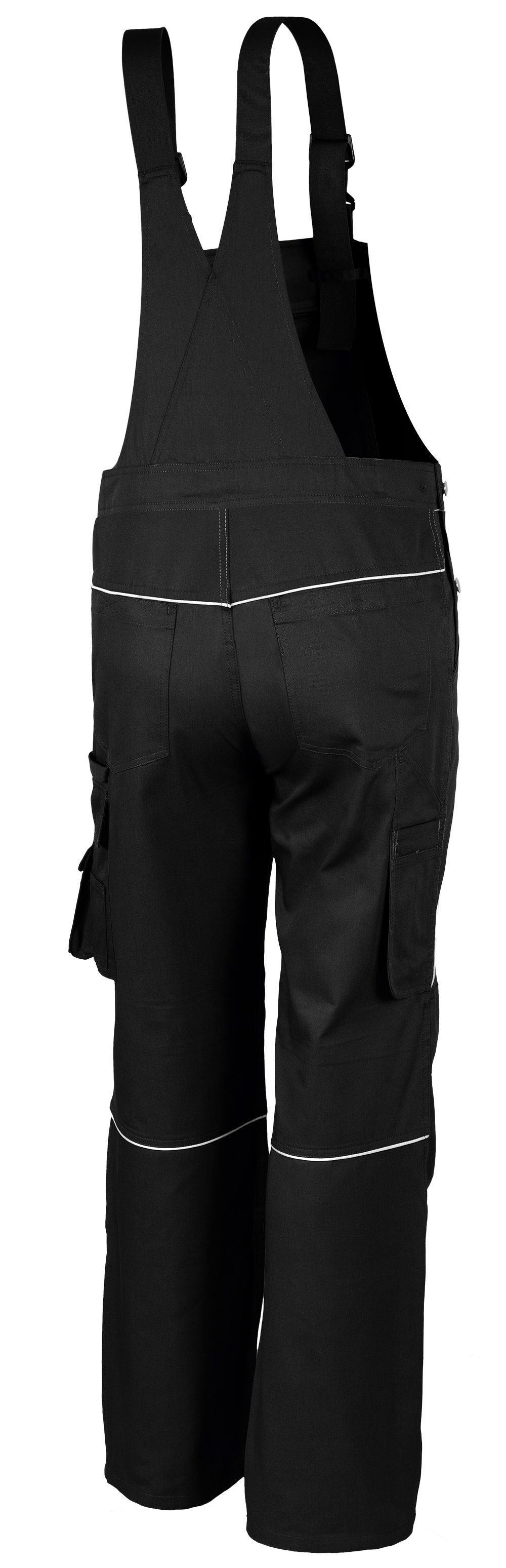 Qualitex Workwear Arbeitslatzhose strapazierfähige PROfessionals Latzhose aus faserverstätktem Gewebe (1-tlg) MG 245 g Blaumann - 15 Taschen - pflegeleichte Arbeitshose - Waschbar