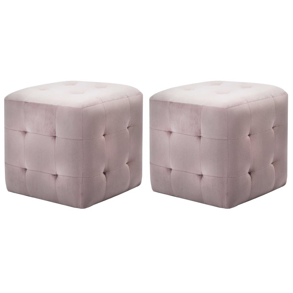 furnicato Pouf Sitzpuff 2er Set 30x30x30 cm Rosa, Polsterhocker-Set mit Massivholz-Rahmen für dein Wohnzimmer