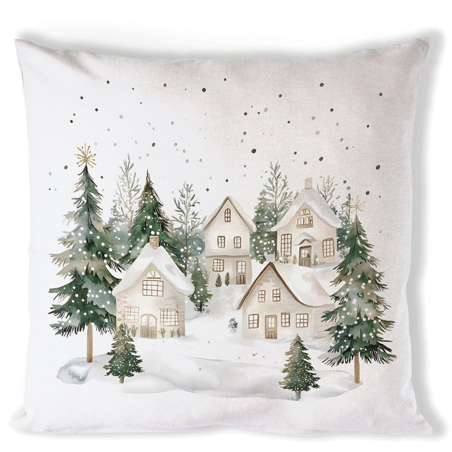 Ambiente® Dekokissen Snowy houses, Dekokissen Kissenbezüge ohne Füllung Baumwolle 40x40 cm