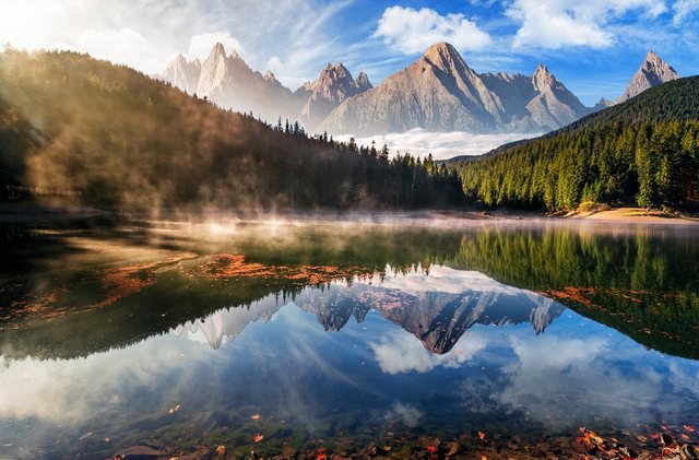 Papermoon Fototapete »Mountain Lake Autumn Fog«, glatt-Otto
