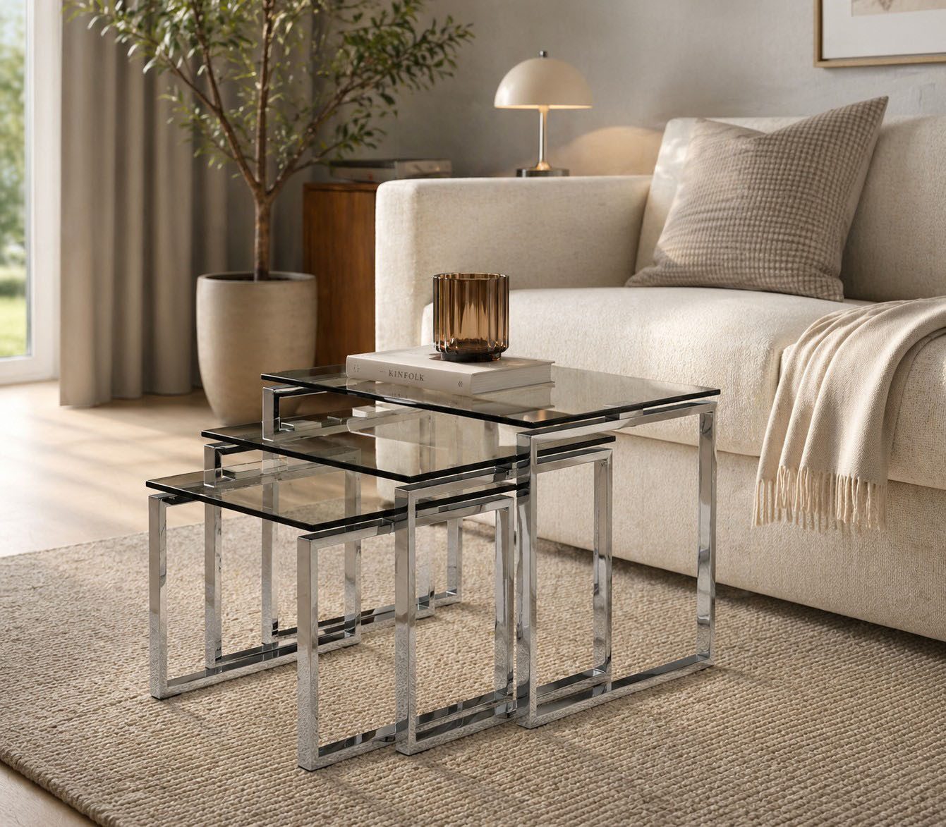 ACTONA GROUP Beistelltisch Katrine 3er Set, moderne Glas Satztische, zeitloses Design (Set, Couchtisch, Sofatisch, OTTOs Choice), OTTOs Choice, Platzsparend, stilvoll & flexibel kombinierbar