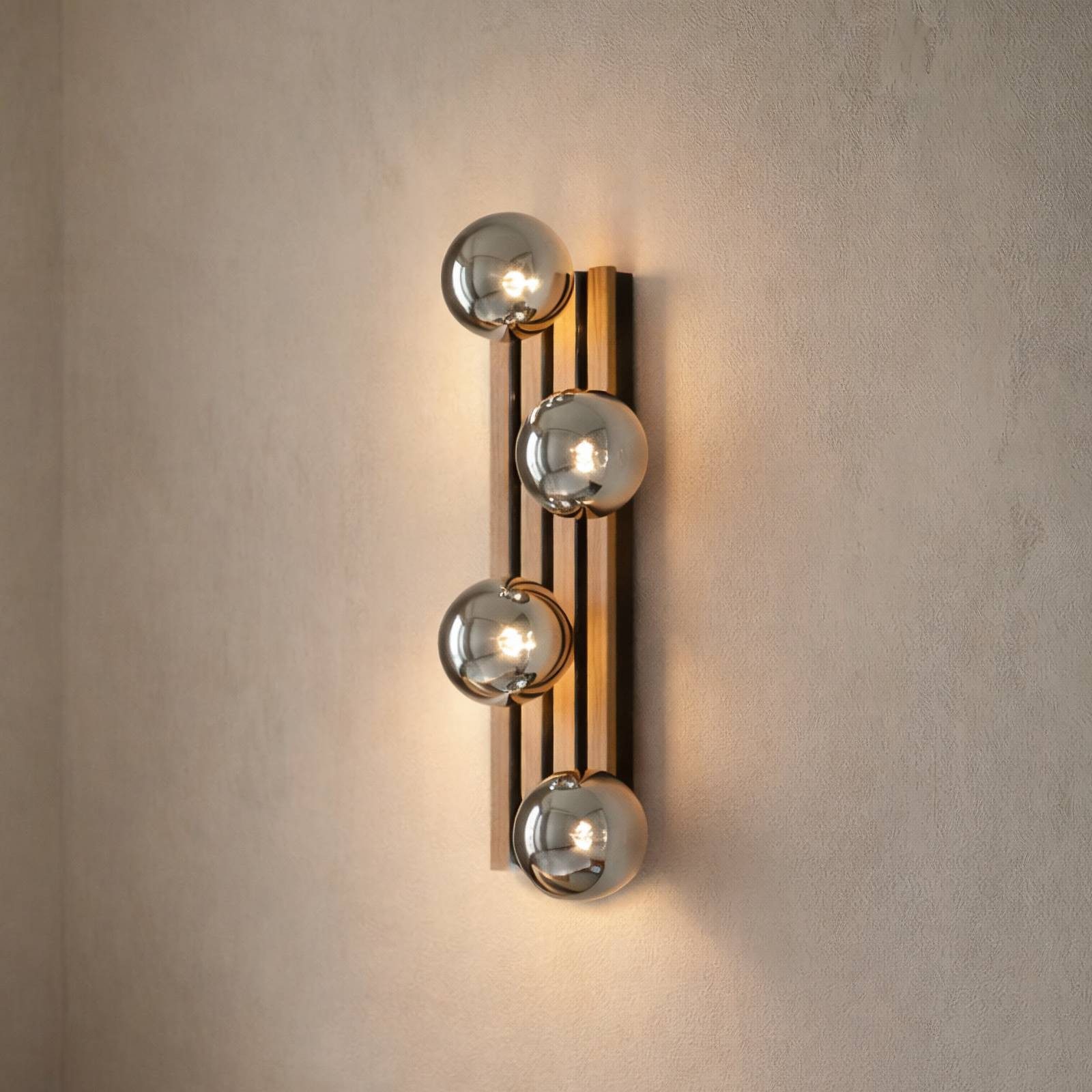 Lindby Wandleuchte Woodora, Holz IP20, 4 x 8 W LED