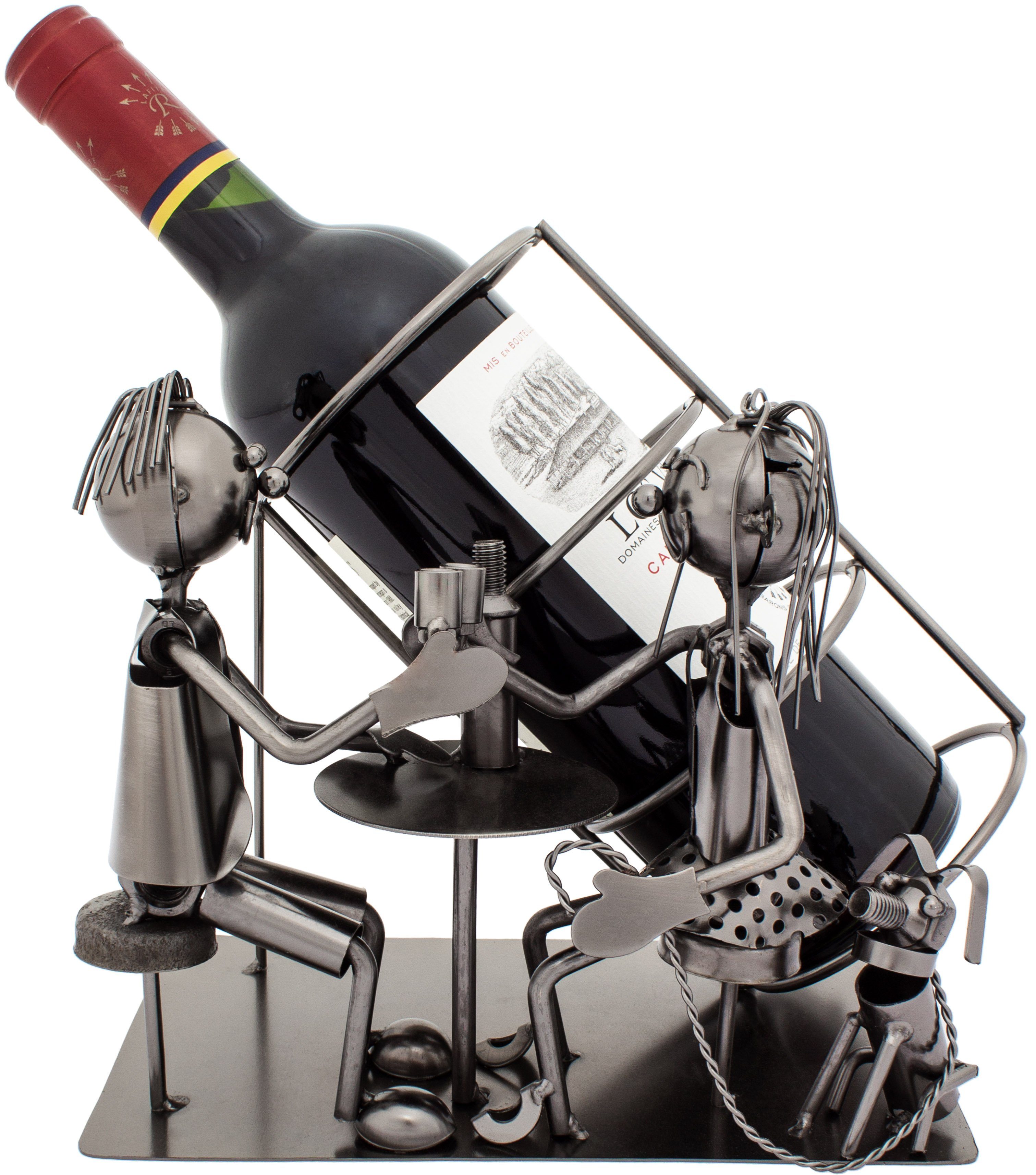 BRUBAKER Weinflaschenhalter Paar mit Hund Weinhalter, (inklusive Grußkarte), Flaschenhalter Metall Skulptur, Wein Geschenk – Bild 4 von 4