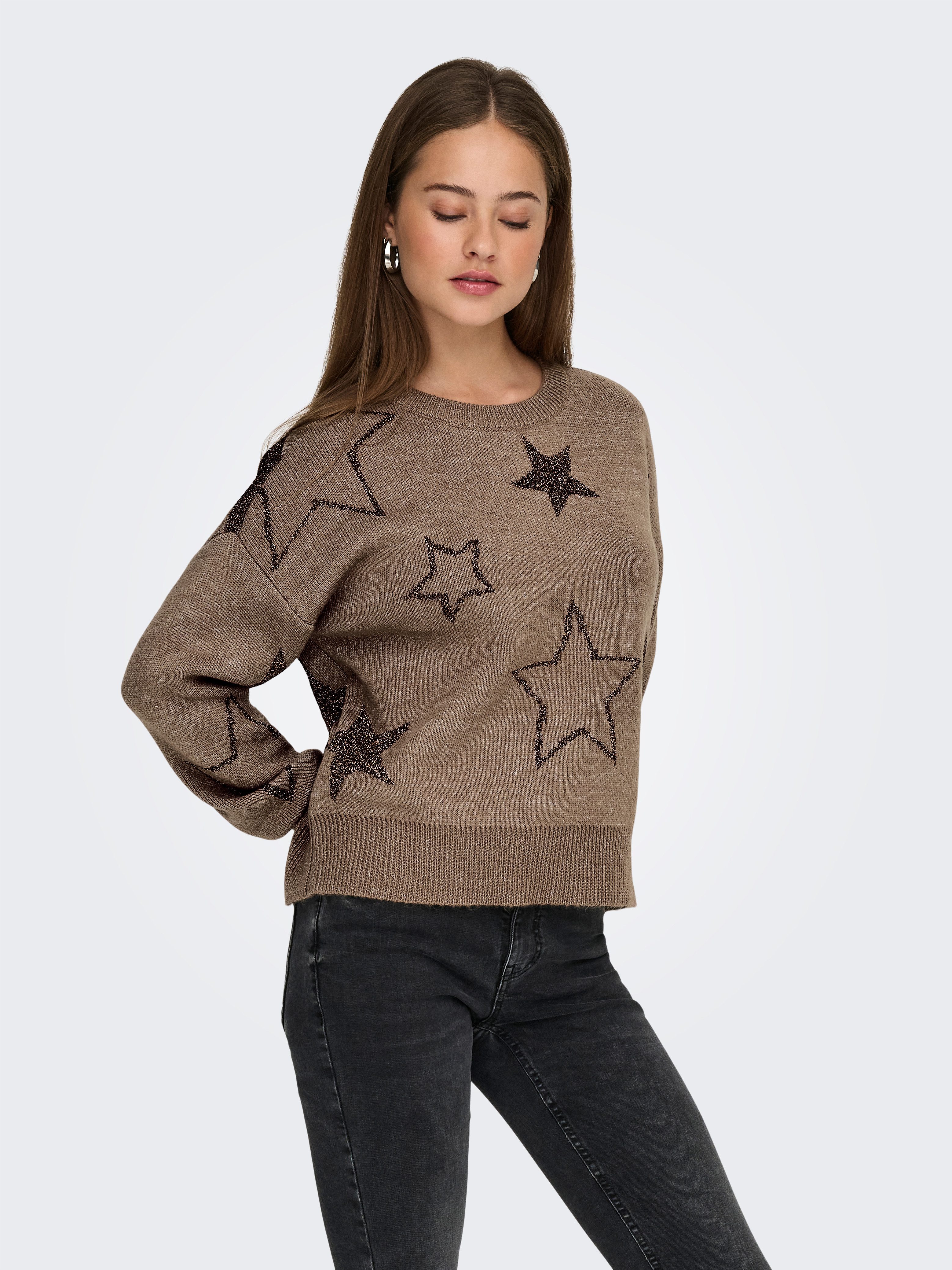 ONLY Rundhalspullover ONLROSIE LS O-NECK GLITTER günstig online kaufen