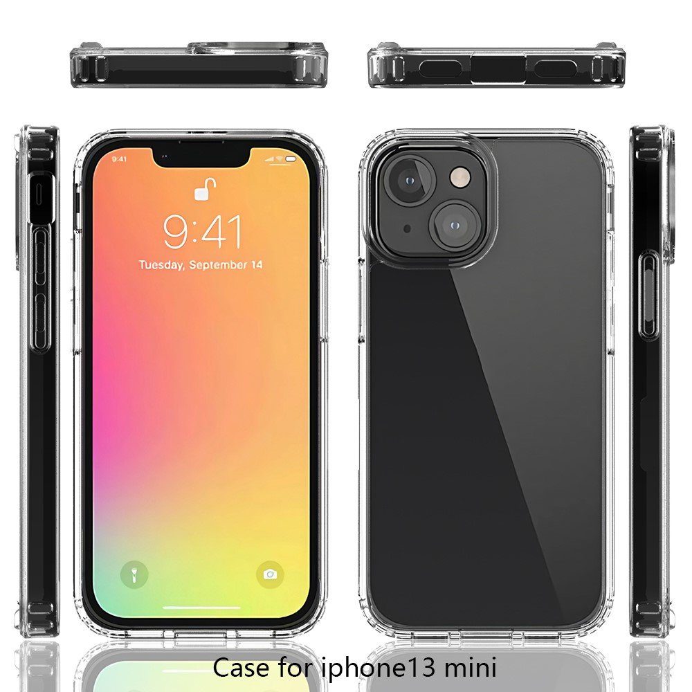 CoverKingz Handyhülle Hülle für Apple iPhone 13 Mini Handyhülle Hybrid Silikon Case Bumper 14,0 cm (5,5 Zoll), Handyhülle Schutzhülle Transparent Hybrid Silikonhülle Bumper