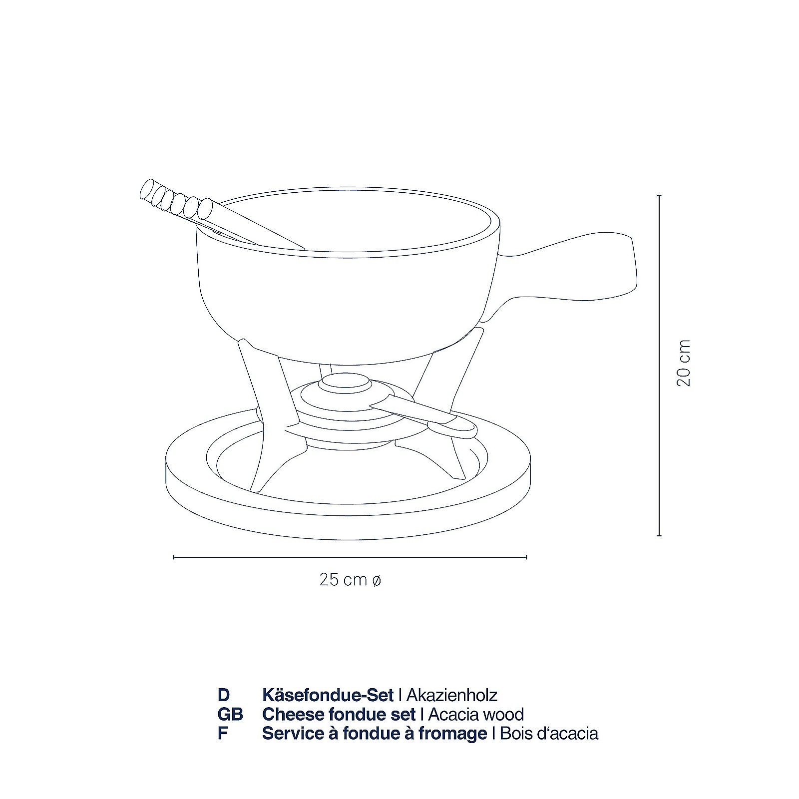 kela Fondue Country, Käsefondue, Caquelon aus feuerfester Keramik, 6 Fonduegabeln