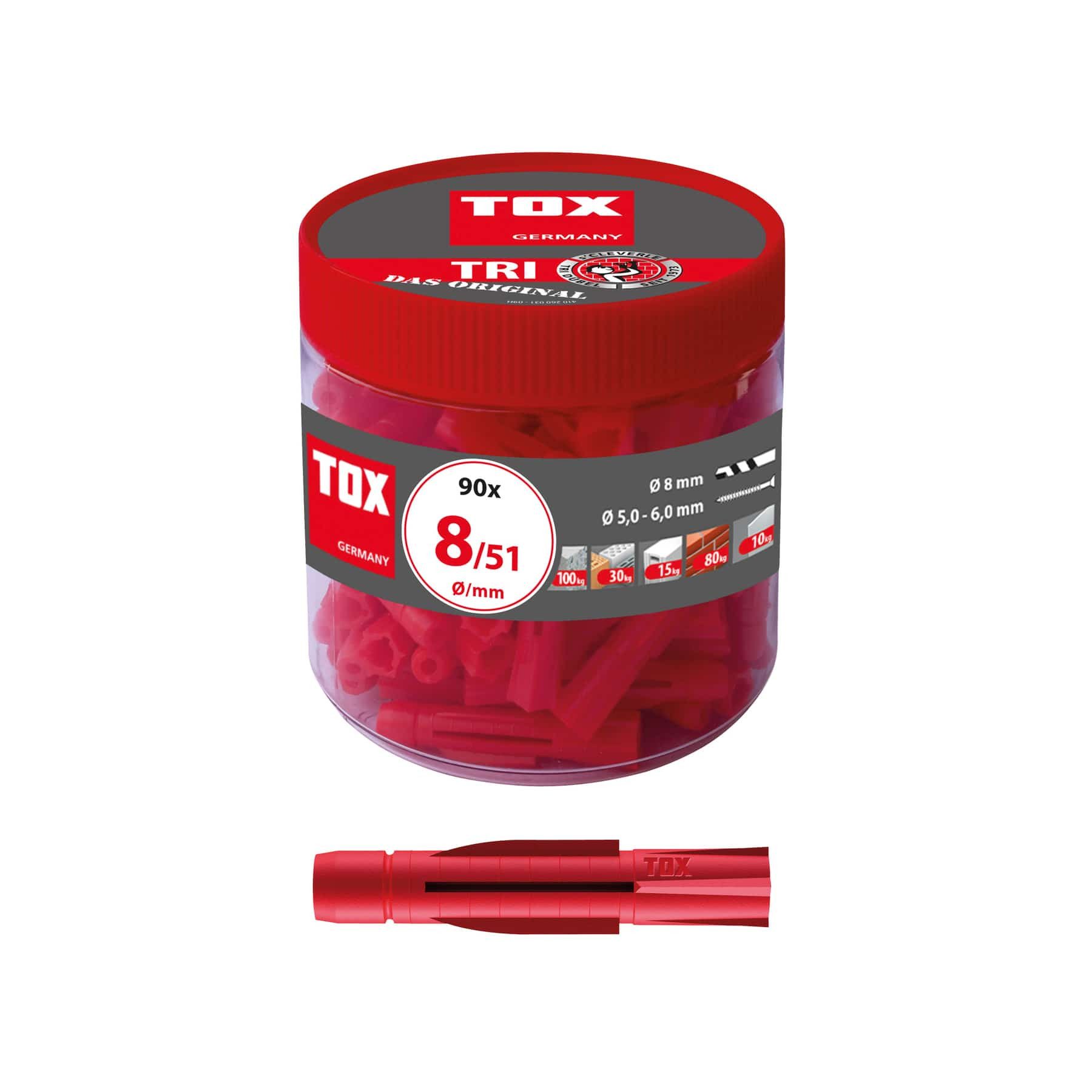 Tox Universaldübel TOX Allzweckdübel Tri, 8x51 mm, in Runddose, 90 Stück