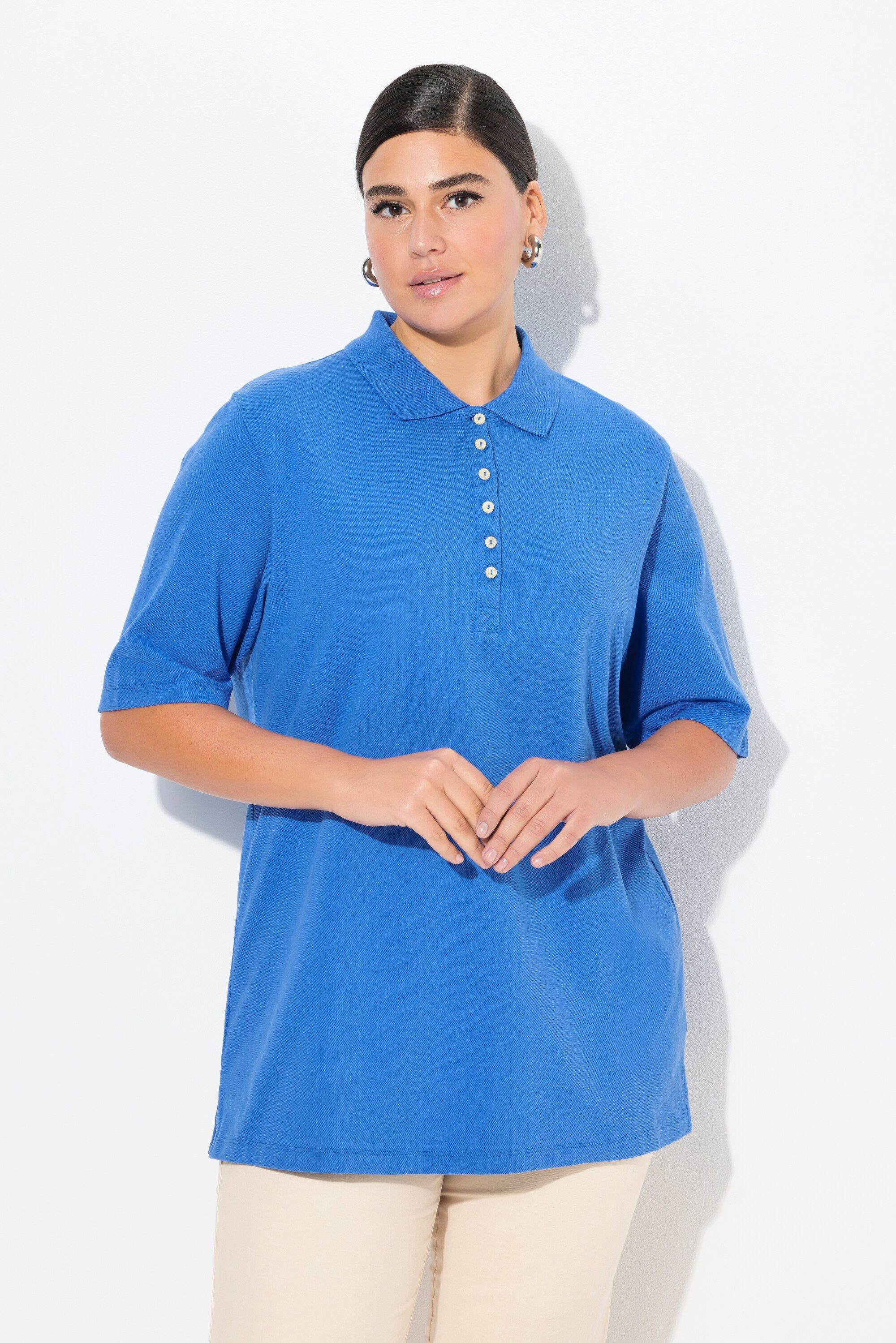Ulla Popken T-Shirt Poloshirt Piqué Polokragen günstig online kaufen