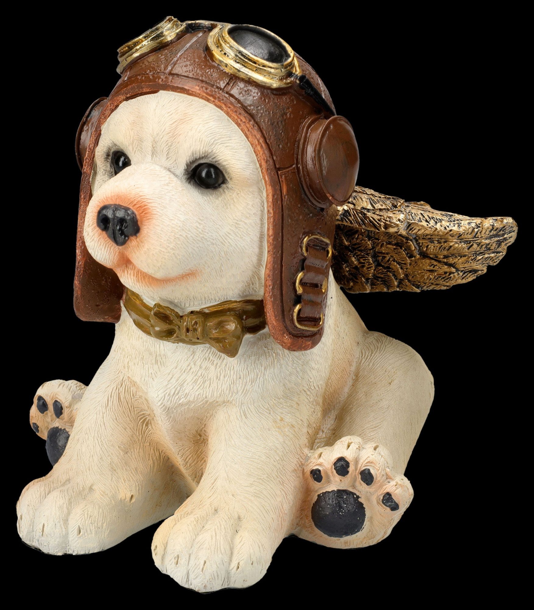 Figuren Shop GmbH Tierfigur Hundefigur - Welpe mit Flügeln als Pilot - Dekoration Dekofigur Hund