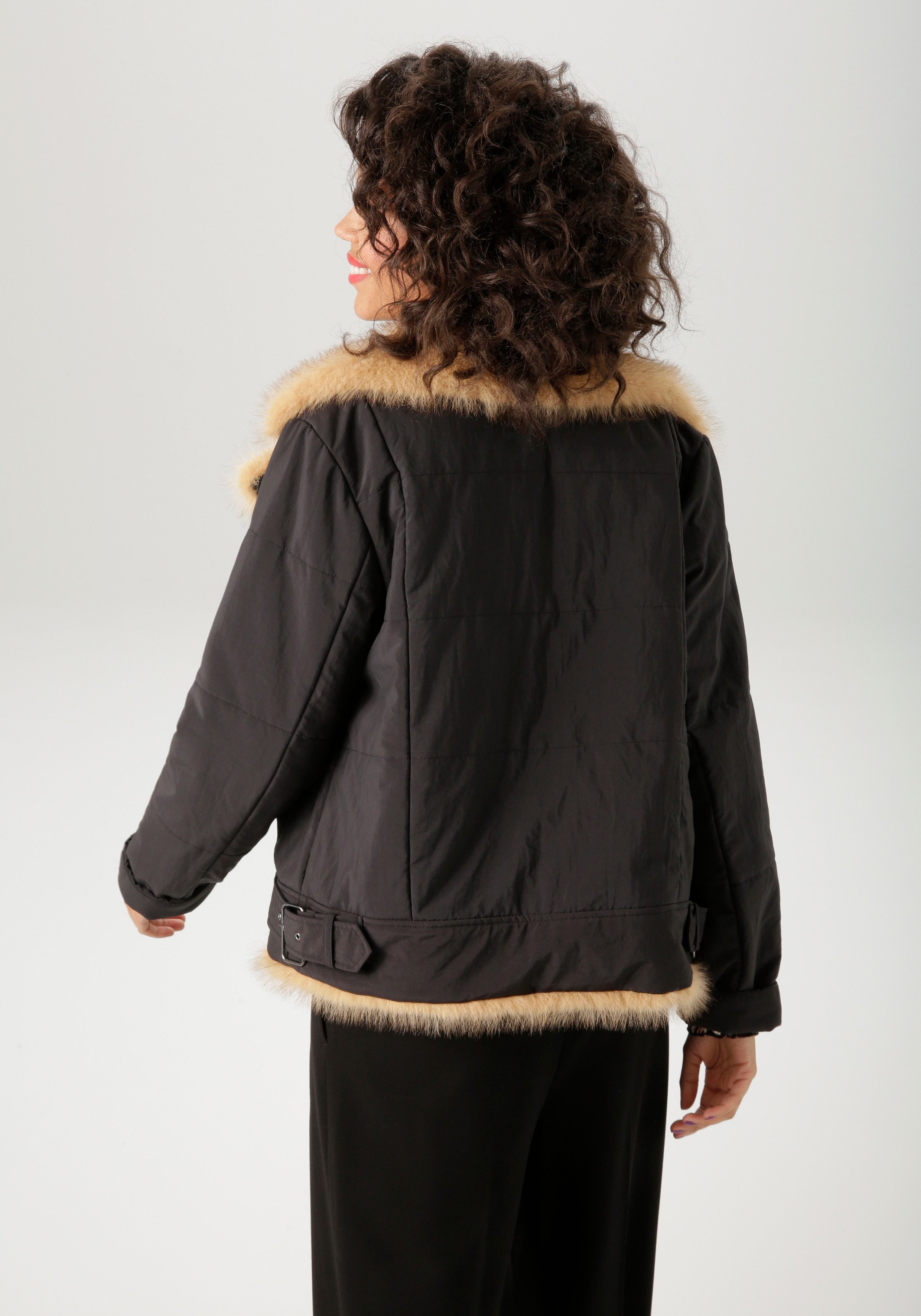 Aniston CASUAL Outdoorjacke mit flauschigem Fellimitat verziert günstig online kaufen