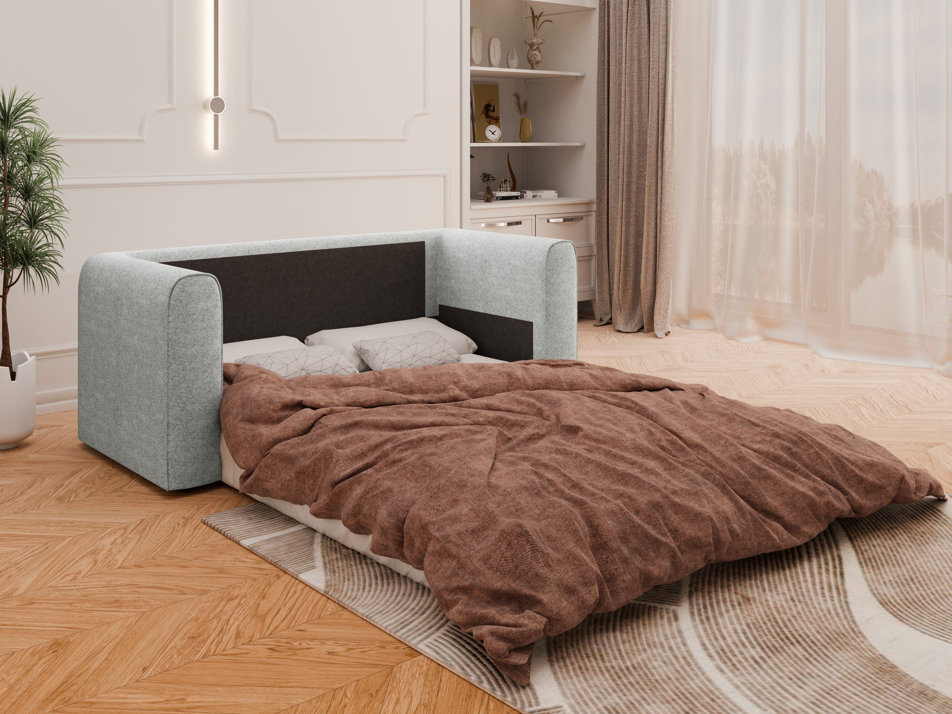 Homesy Schlafsofa Arelis – Moderne 2-Sitzer Sofa mit Bettfunktion, Bestseller, Platzsparendes Sofa mit Gästebettfunktion