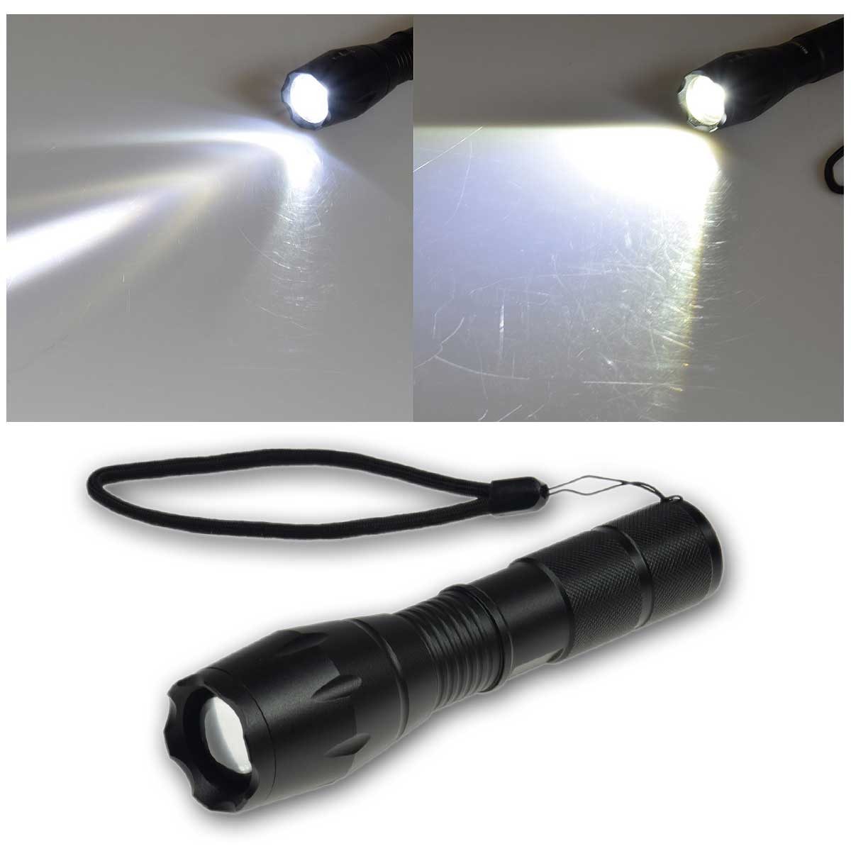 ChiliTec LED Taschenlampe LED Taschenlampe 10W, 350lm, Zoomfunktion, 10 Watt