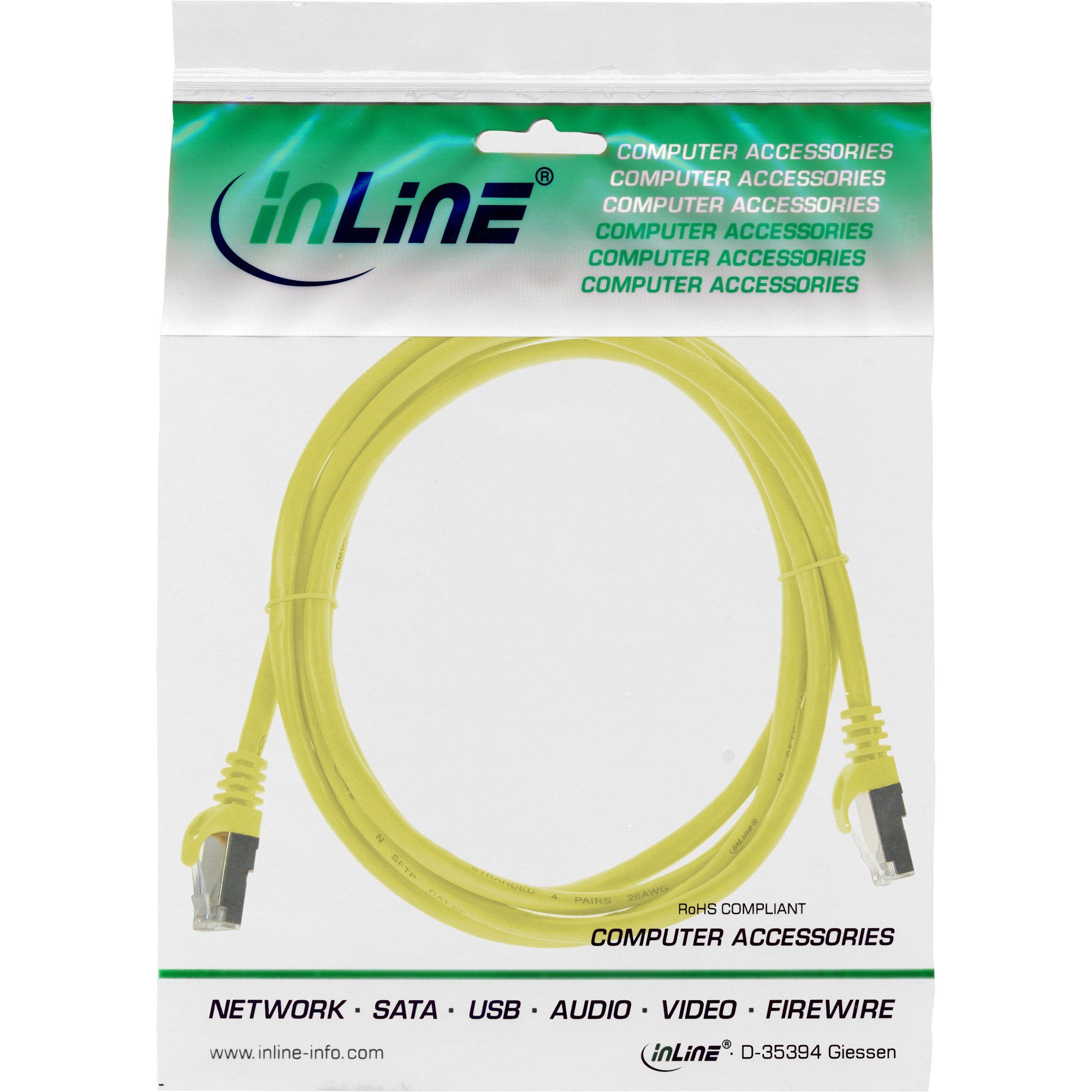 Inline InLine® Patchkabel, SF/UTP, Cat.5e, gelb, 3m LAN-Kabel