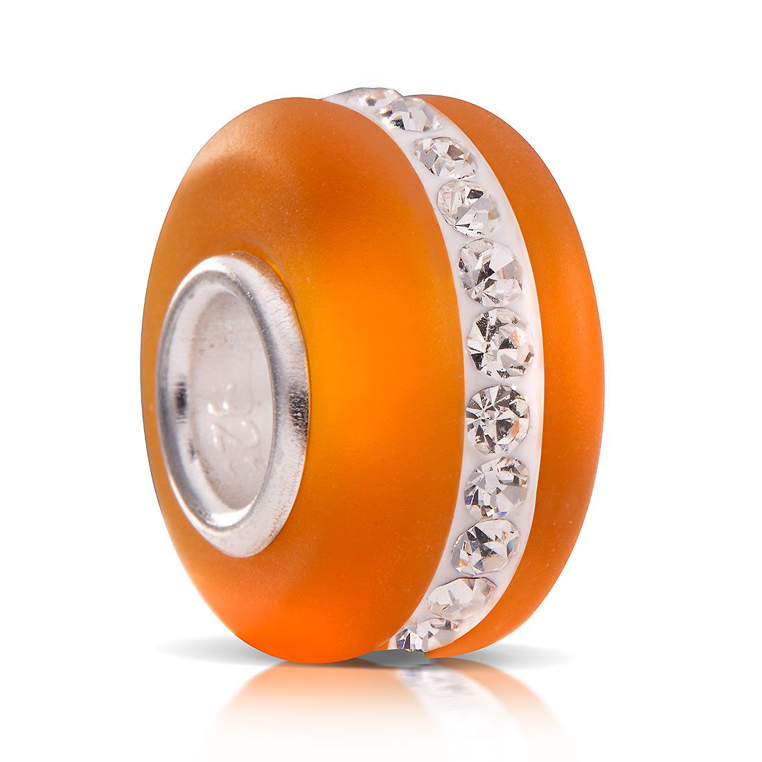 Bead Glasperle Orange Matt Kristall Streifen 651