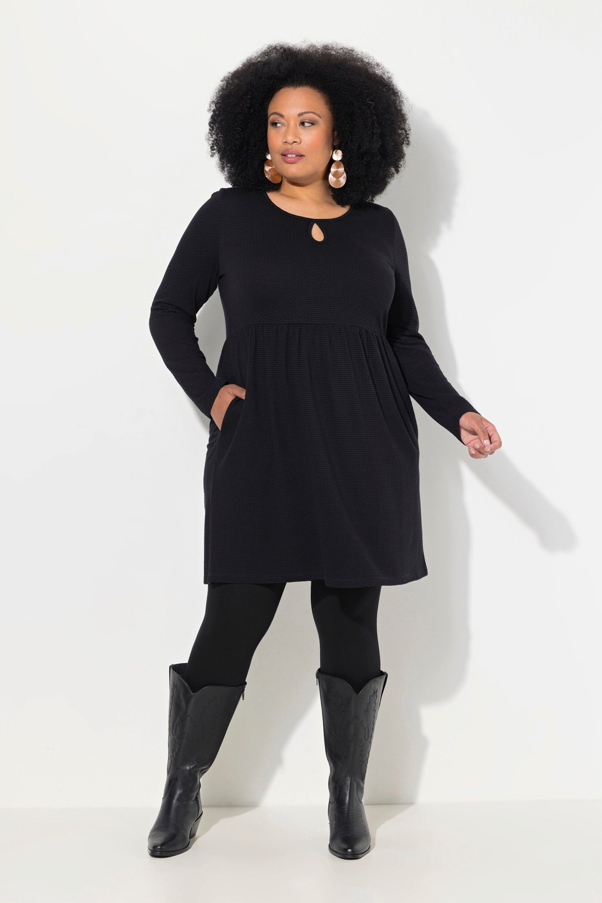Ulla Popken Longshirt Longshirt Jacquard A-Linie günstig online kaufen