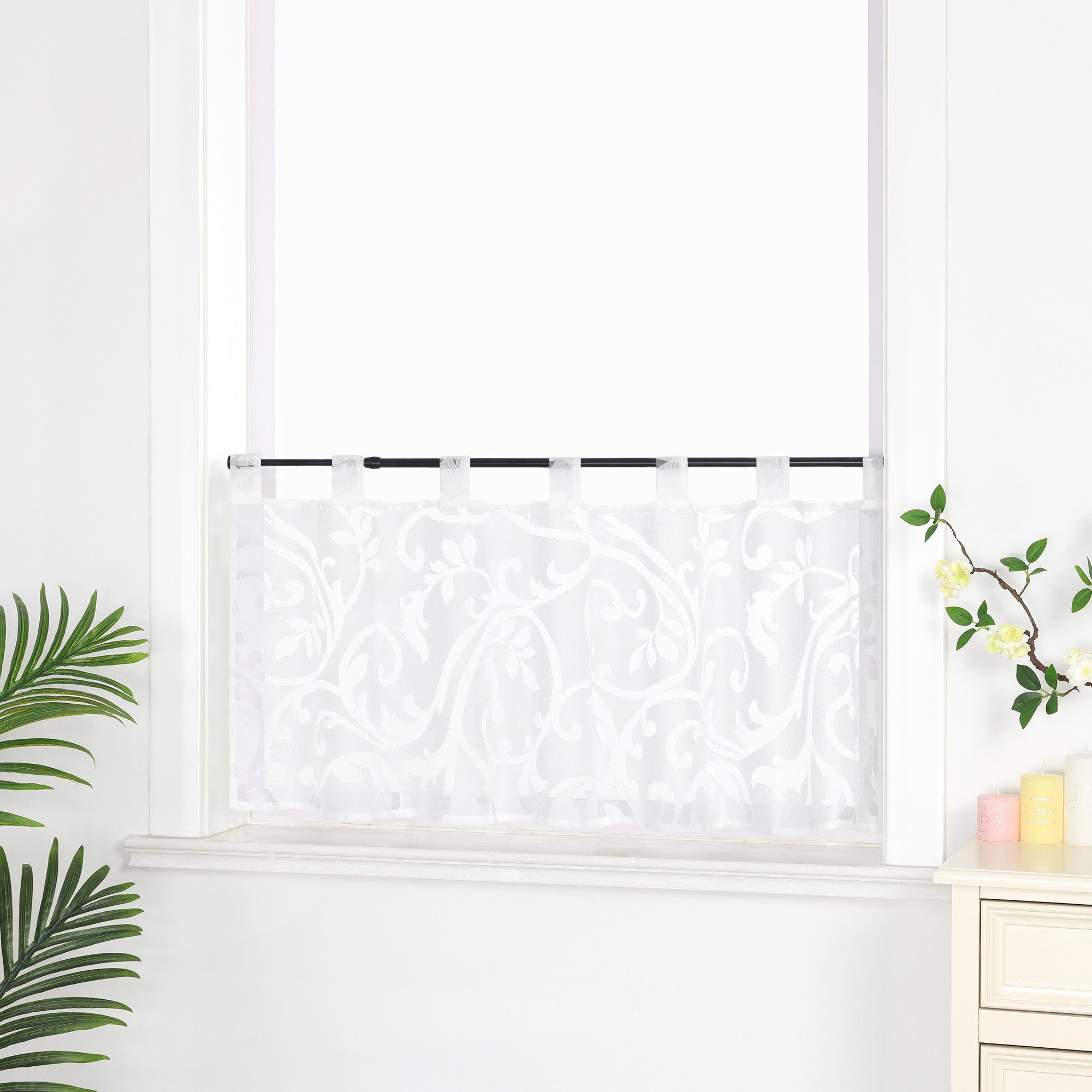 Joyswahl Scheibengardine (1 St), Schlaufen, transparent, Ausbrenner, Kurz, günstig online kaufen