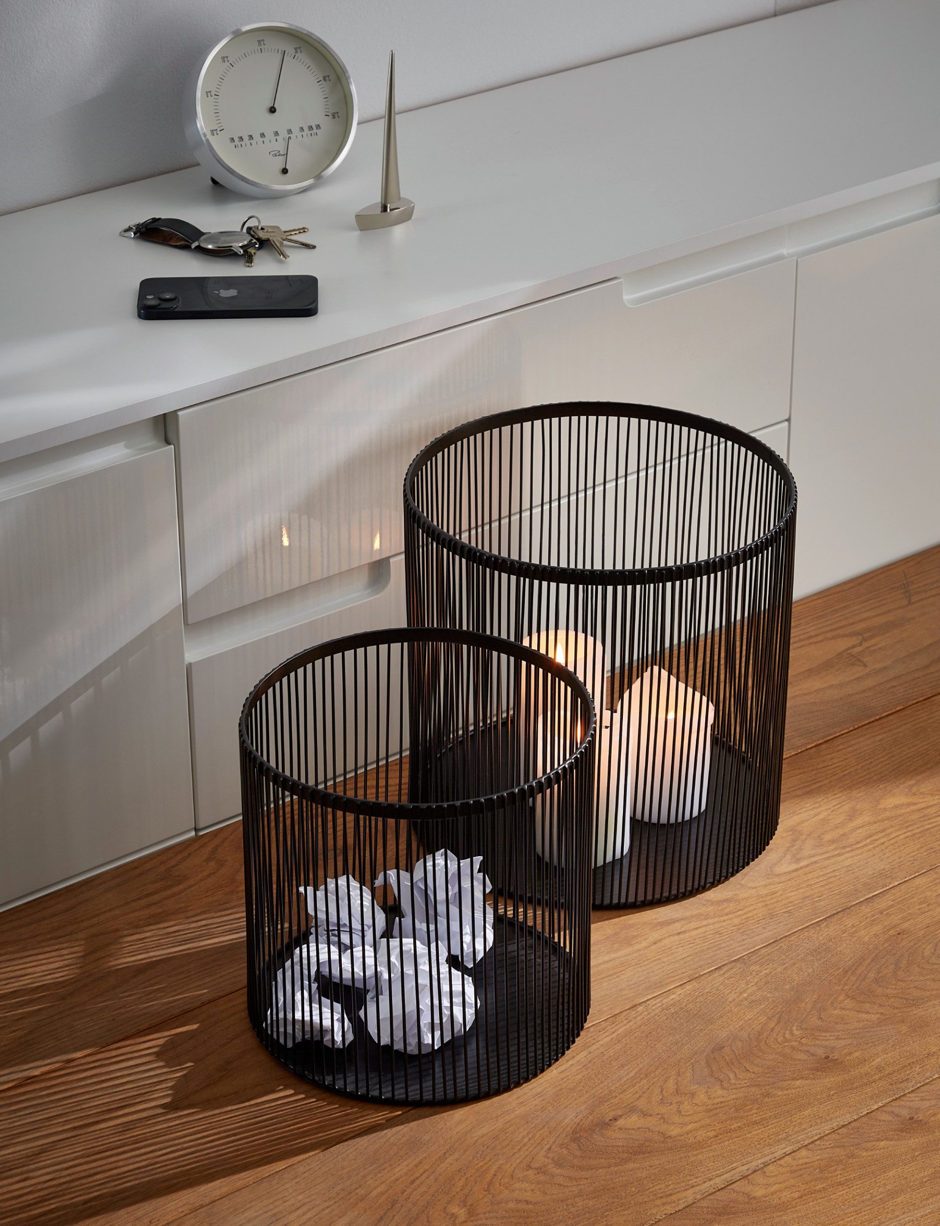PHILIPPI Windlicht, 2er Stahl, pulverbeschichtet, schwarz