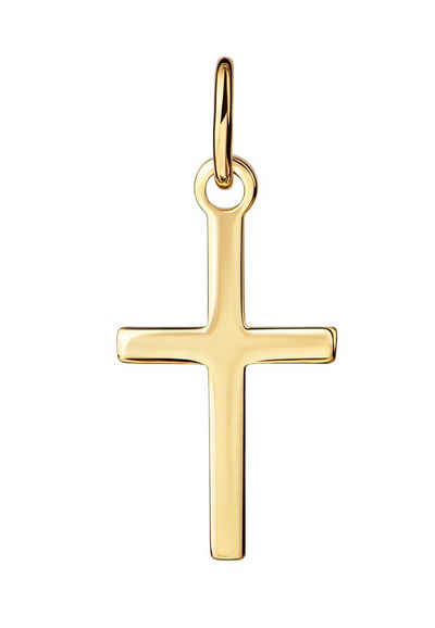 JEVELION Kreuzanhänger Taufkreuz Kreuz-Anhänger aus 585 Gold 14 Karat / 14k (Goldkreuz, für Kinder), Taufkreuz - Made in Germany
