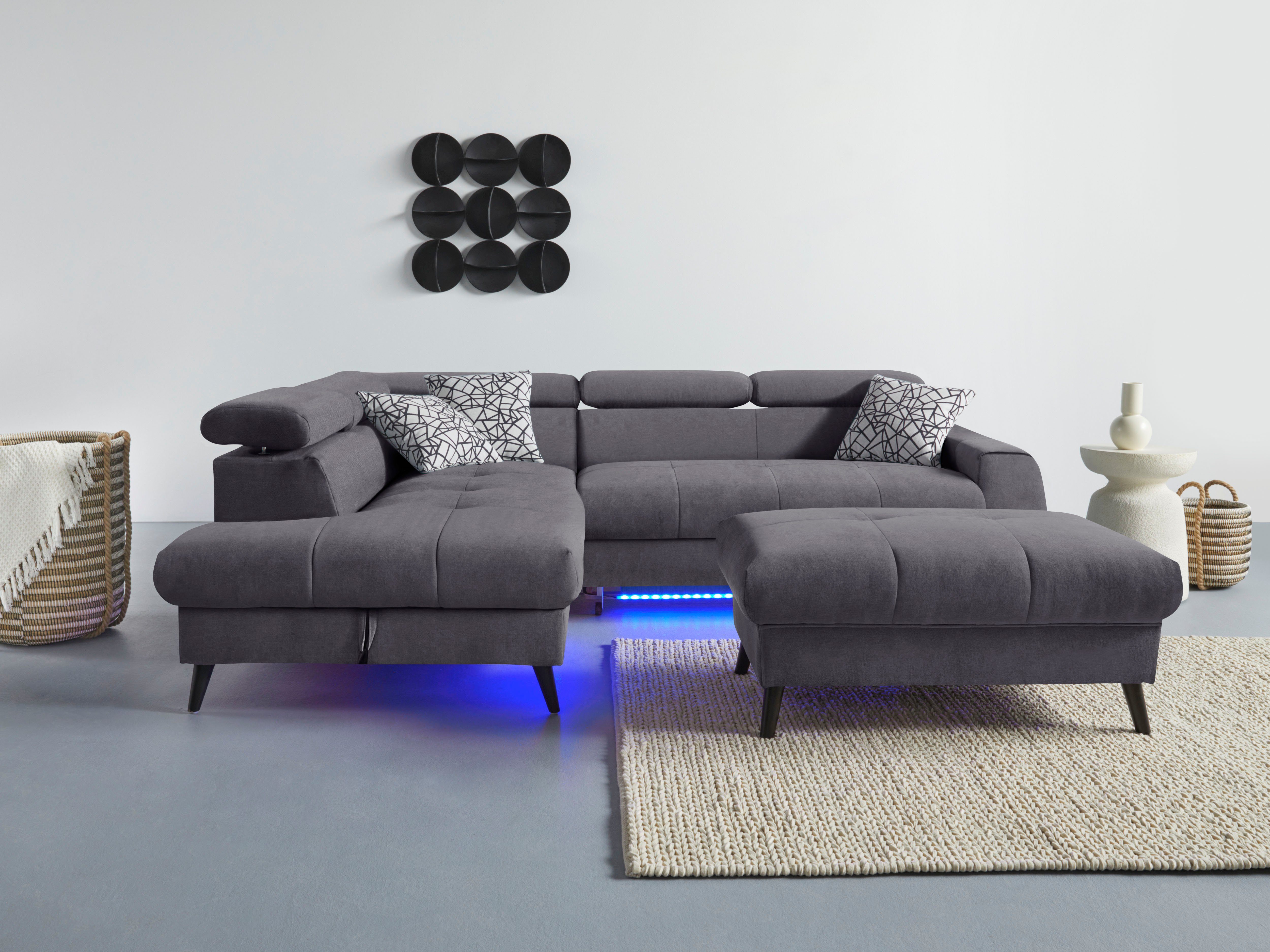 COTTA Ecksofa "Mia L-Form mit 3 Zierkissen", wahlweise mit Bettfunktion, Be günstig online kaufen