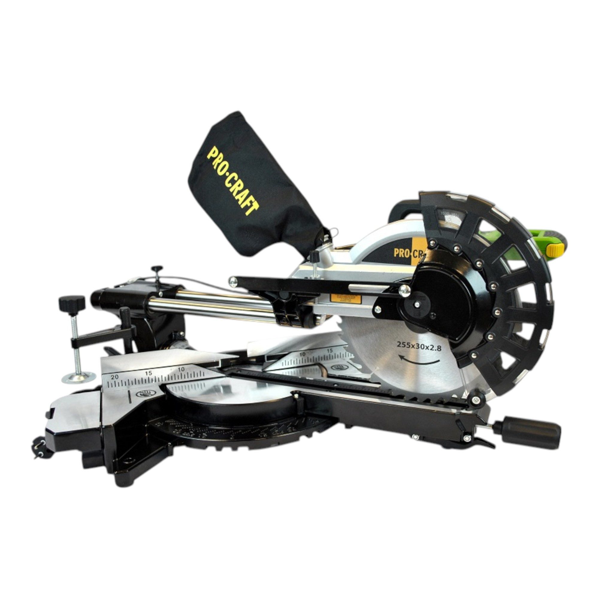 PRO CRAFT Kapp- und Gehrungssäge PGS256 Kappsäge 2000 Watt 255 mm mit Schlitten + Sägeblatt