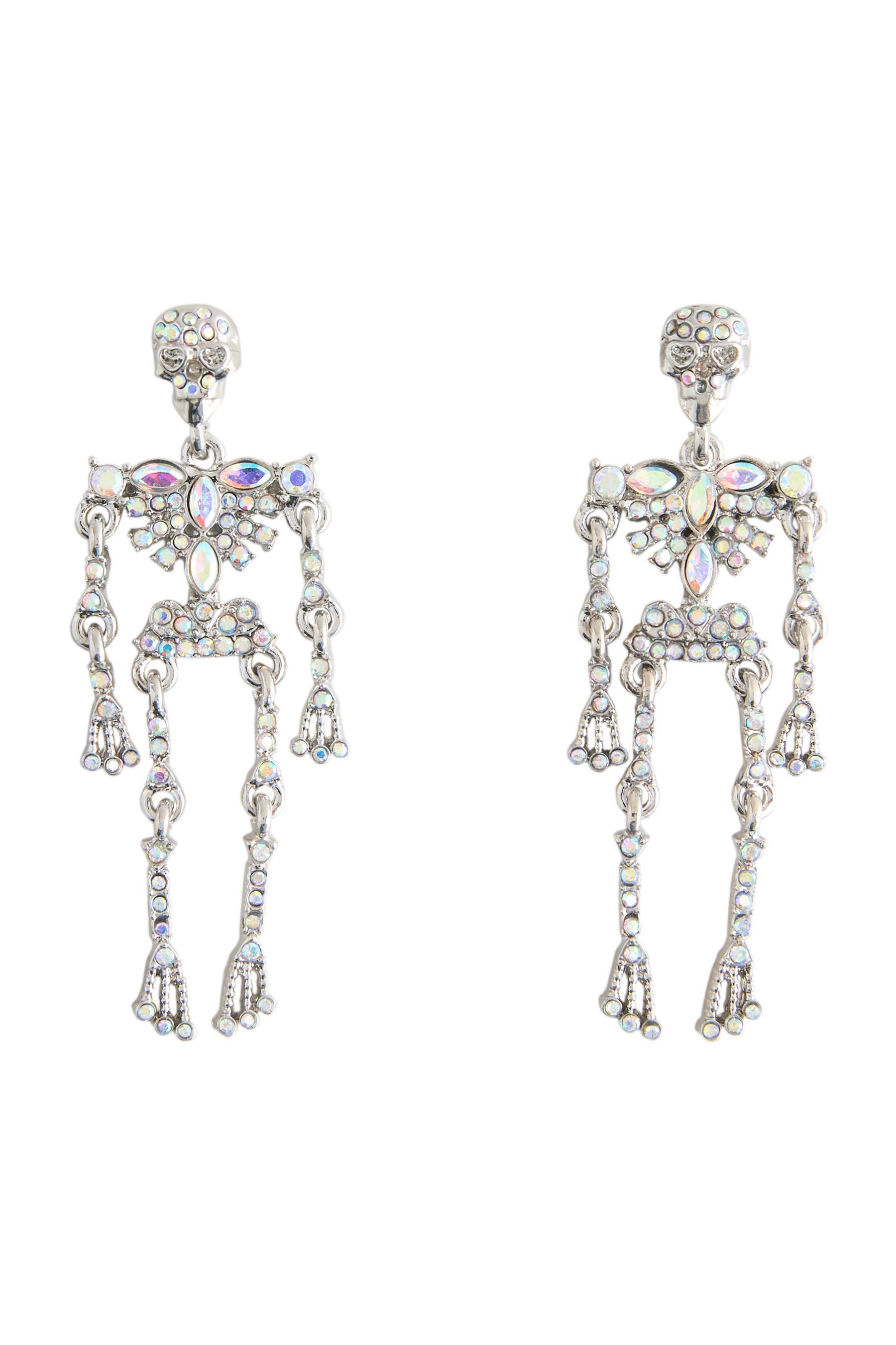 Next Paar Ohrstecker Glitzernde Halloween-Ohrstecker, Skelett (1-tlg)