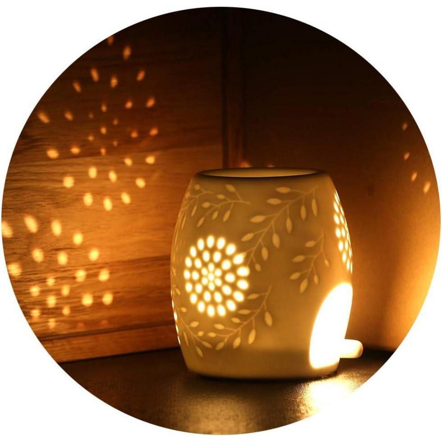 LuxusKollektion Duftlampe Aromalampe Teelichthalter Duftlampe Keramik weiß Candle Löffel Aroma