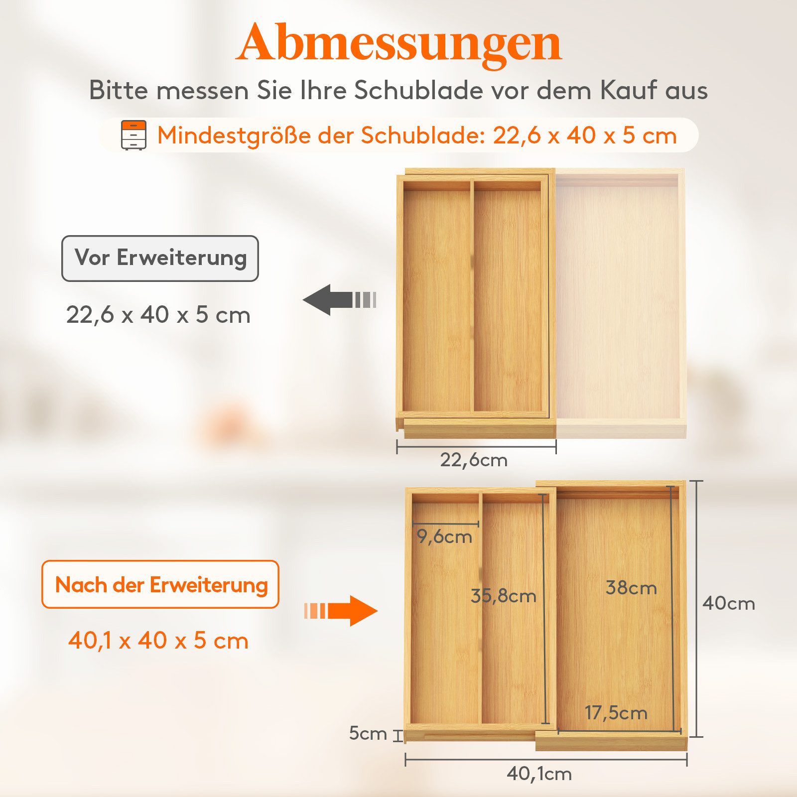 Lifewit Besteckeinsatz Erweiterbarer Besteckaufbewahrung 2-3 Fächer günstig online kaufen