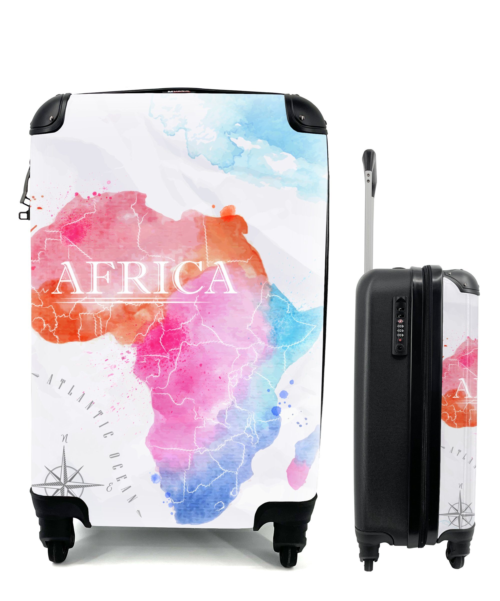 MuchoWow Handgepäckkoffer Afrika - Farben - Ölfarben, 4 Rollen, Reisetasche mit rollen, Handgepäck für Ferien, Trolley, Reisekoffer