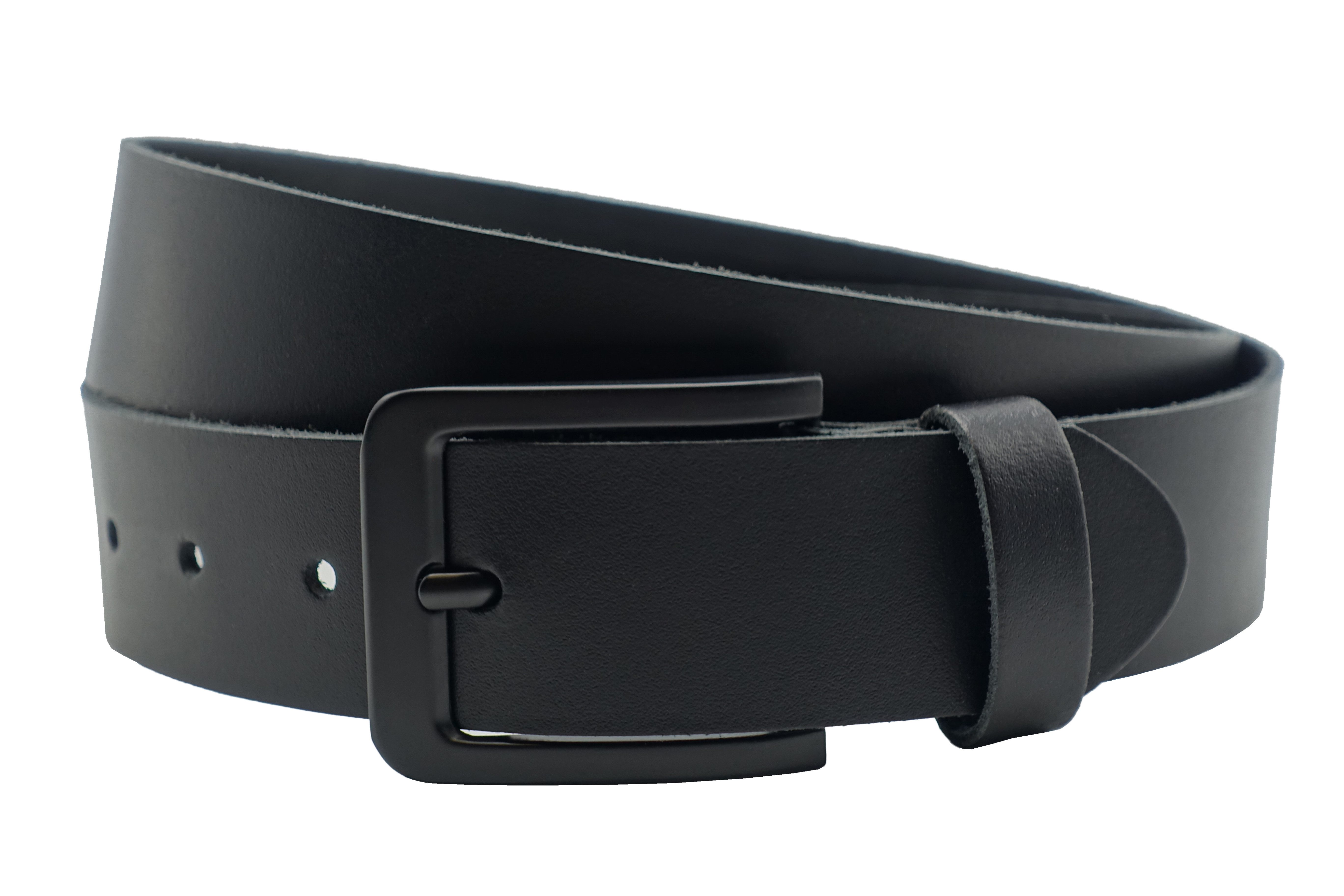 NK Belt GmbH Ledergürtel 38 mm Rindsleder Gürtel mit Schwarzer Schnalle in Schwarz, Made in Germany #SE-22 – Bild 2 von 5