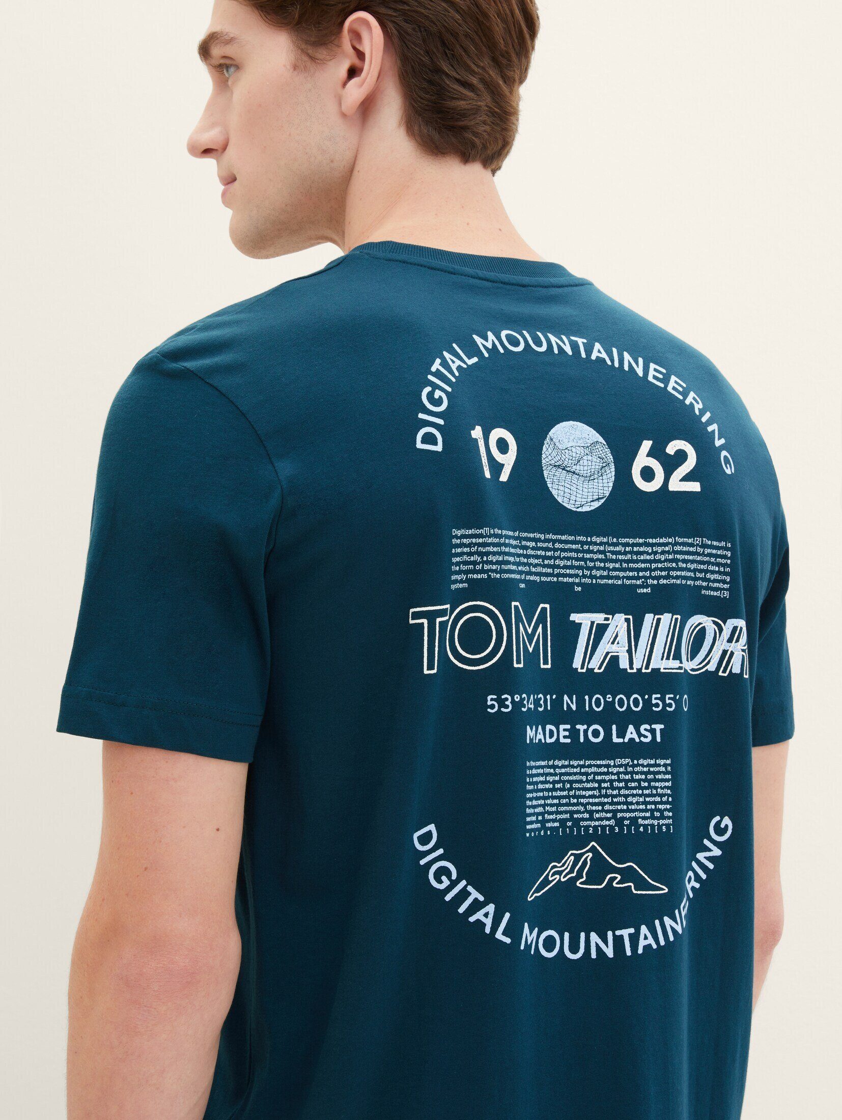 TAILOR T-Shirt pond T-Shirt Print deep mit green TOM