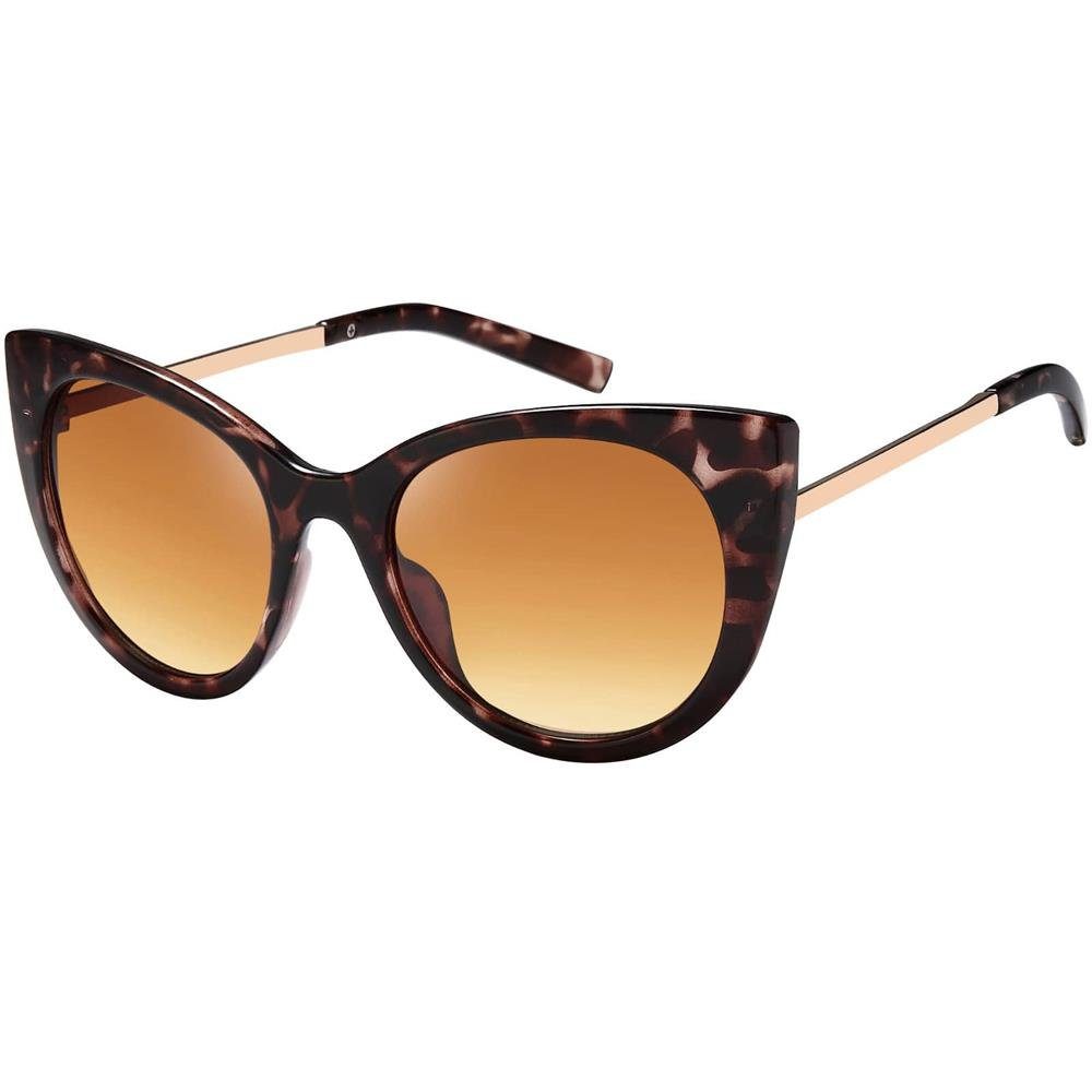 Design Leo BEZLIT Braun (1-St) Damen Leopard Retrosonnenbrille Optik Cat-Eye mit Sonnenbrille Eyewear