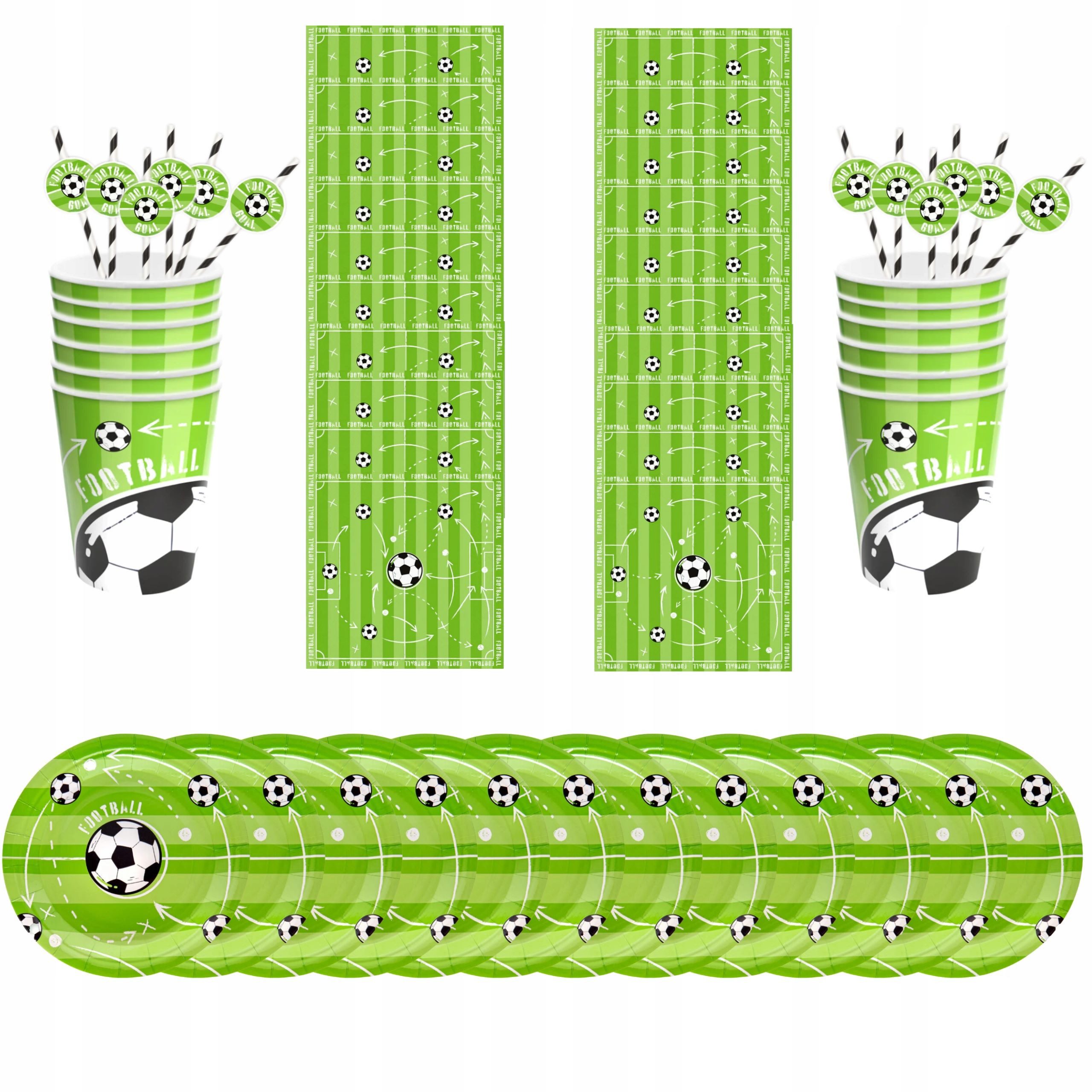 PartyPal Pappteller Fußball Geburtstagsset für Kinder, Fan-Party-Set, 56-teilig