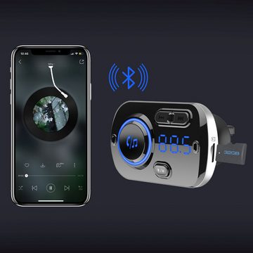 Retoo FM Transmitter Auto Radio Bluetooth 5.0 Adapter Dual USB Ladegerät KFZ-Transmitter, 110 cm, Breiter Frequenzbereich, Zwei USB-Anschlüsse, RGB-Beleuchtung